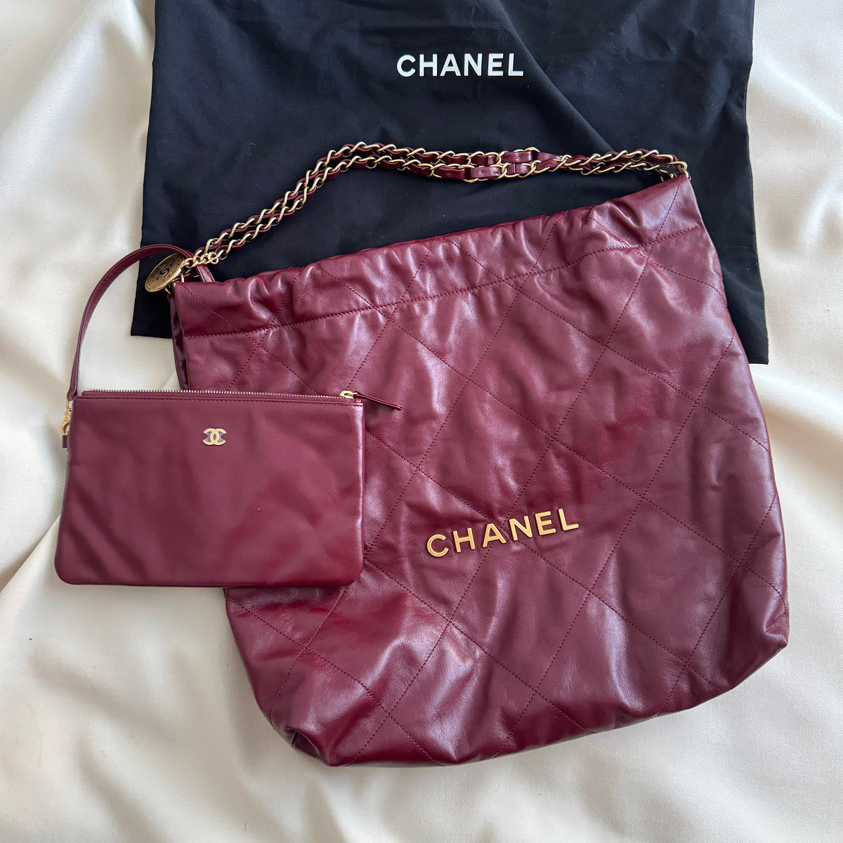 Chanel 22 Small in Burgundy Calfskin