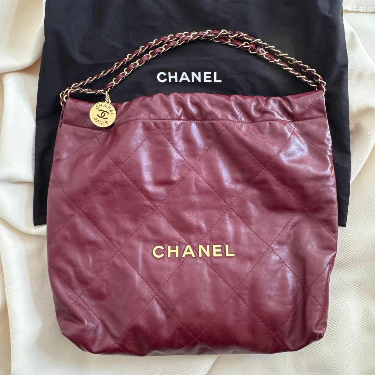 Chanel 22 Small in Burgundy Calfskin