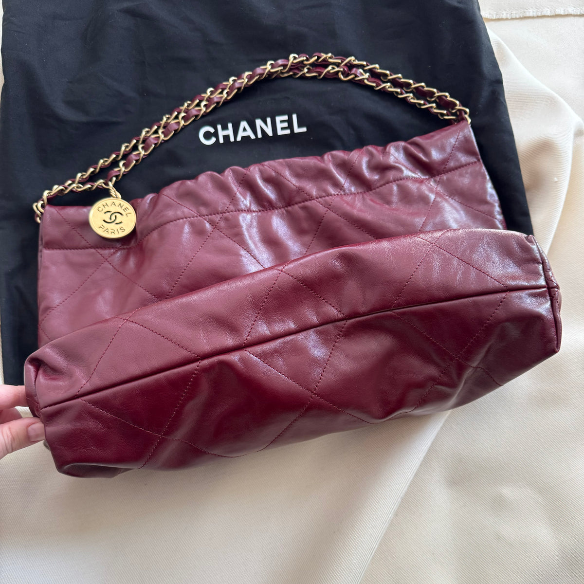 Chanel 22 Small in Burgundy Calfskin