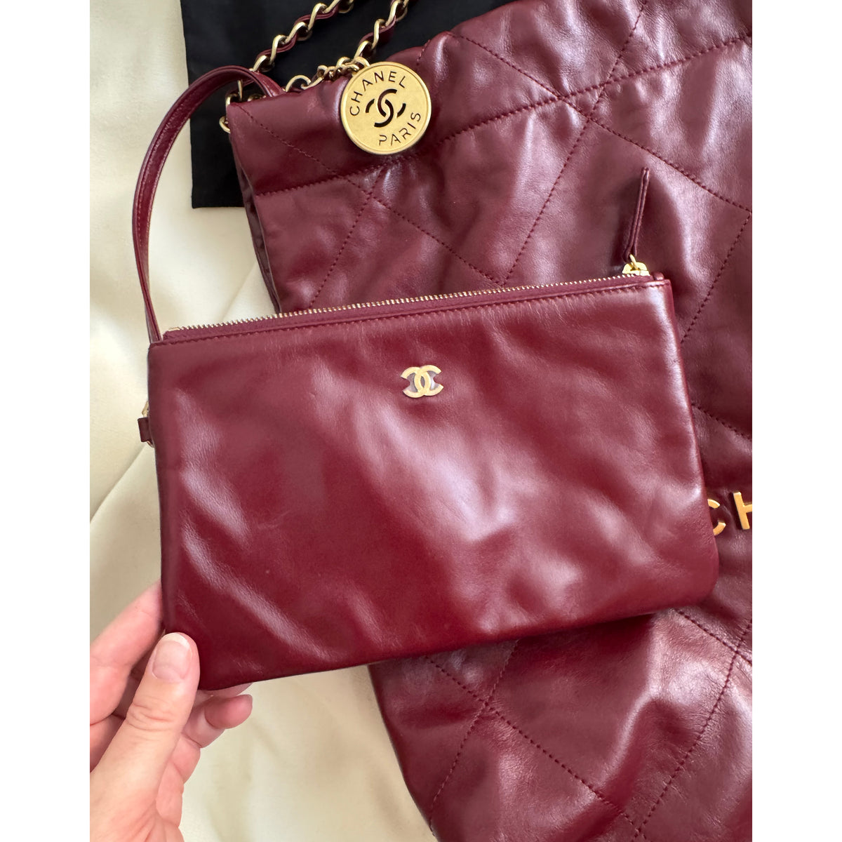 Chanel 22 Small in Burgundy Calfskin
