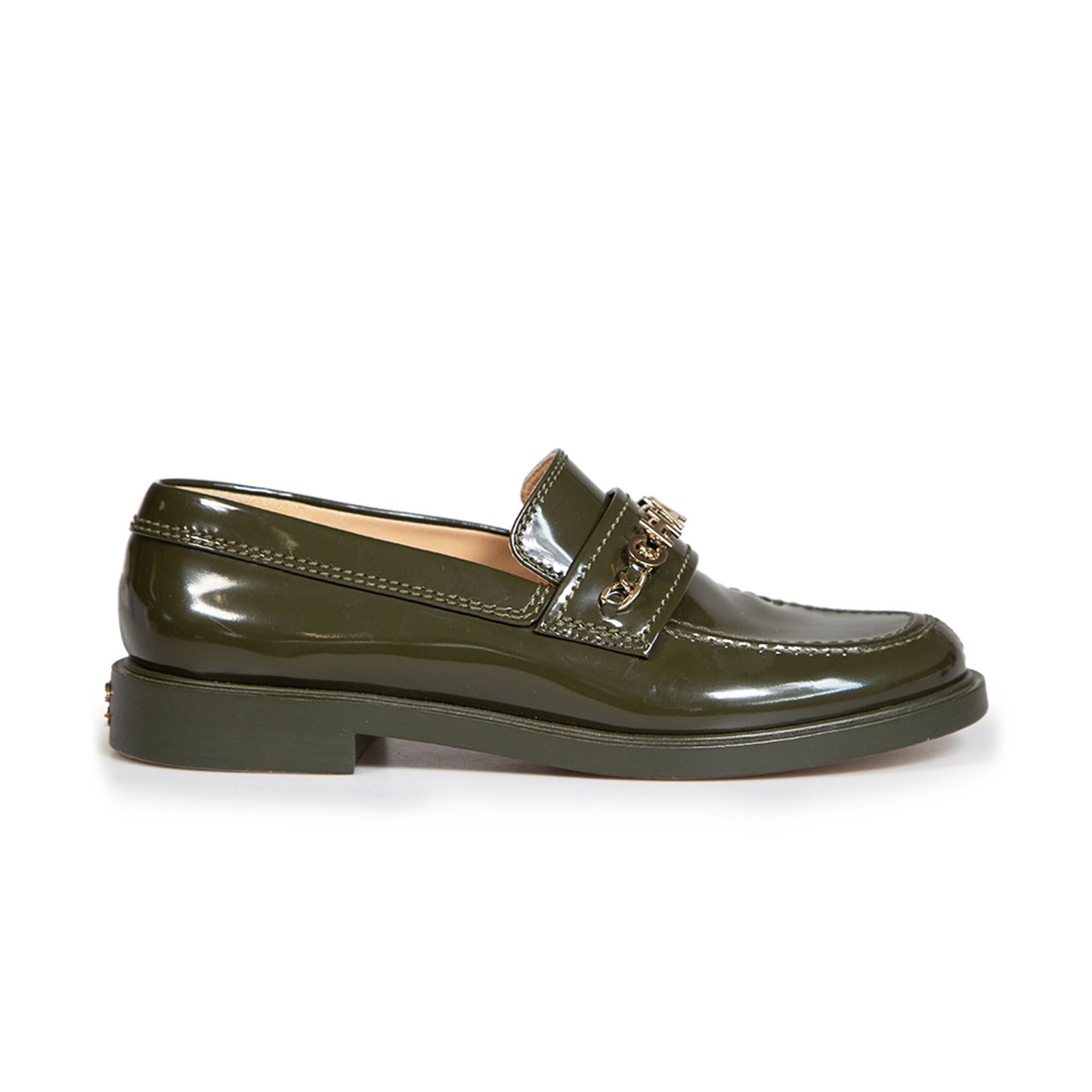 Chanel Patent Leather Loafers in Green, size 38