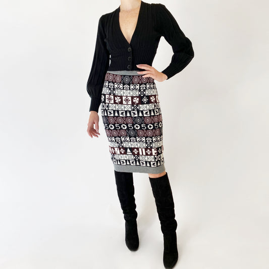 Chanel Cashmere Intarsia Knit Skirt, size 34 (size 2)