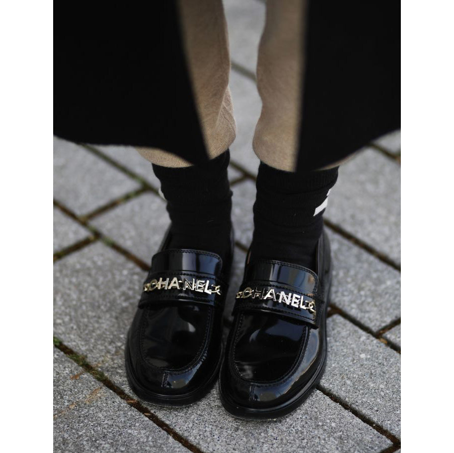 Chanel Patent Leather Loafers in Green, size 38