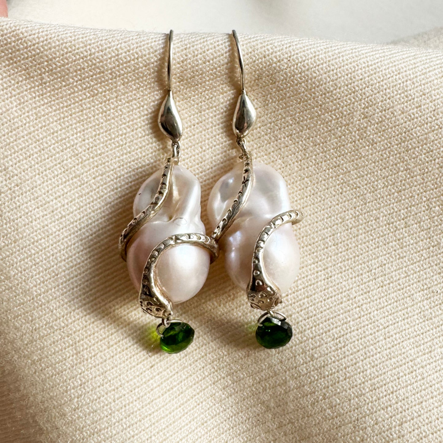 Chan Luu Serpent Drop Earrings White Pearl