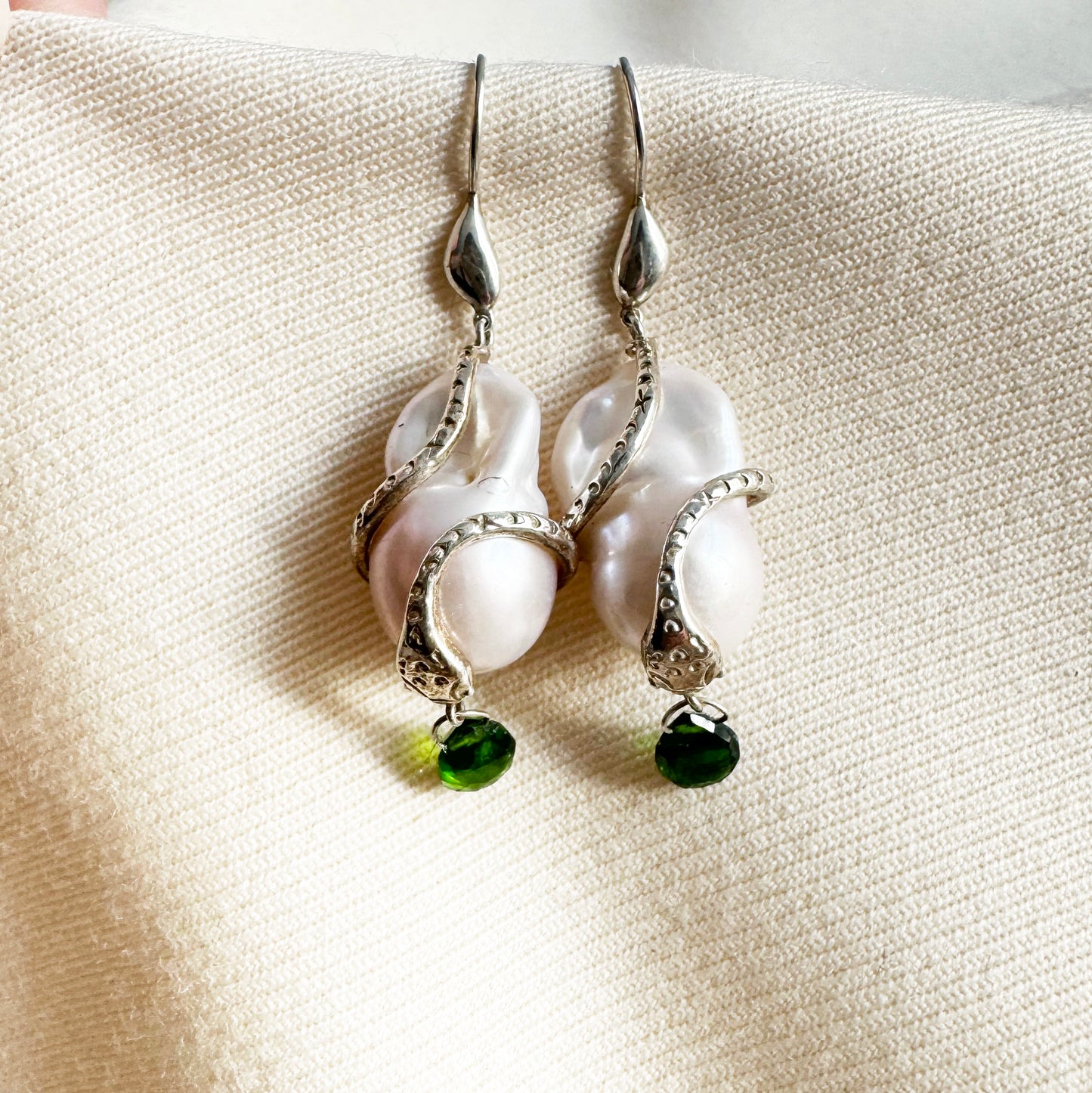 Chan Luu Serpent Drop Earrings White Pearl