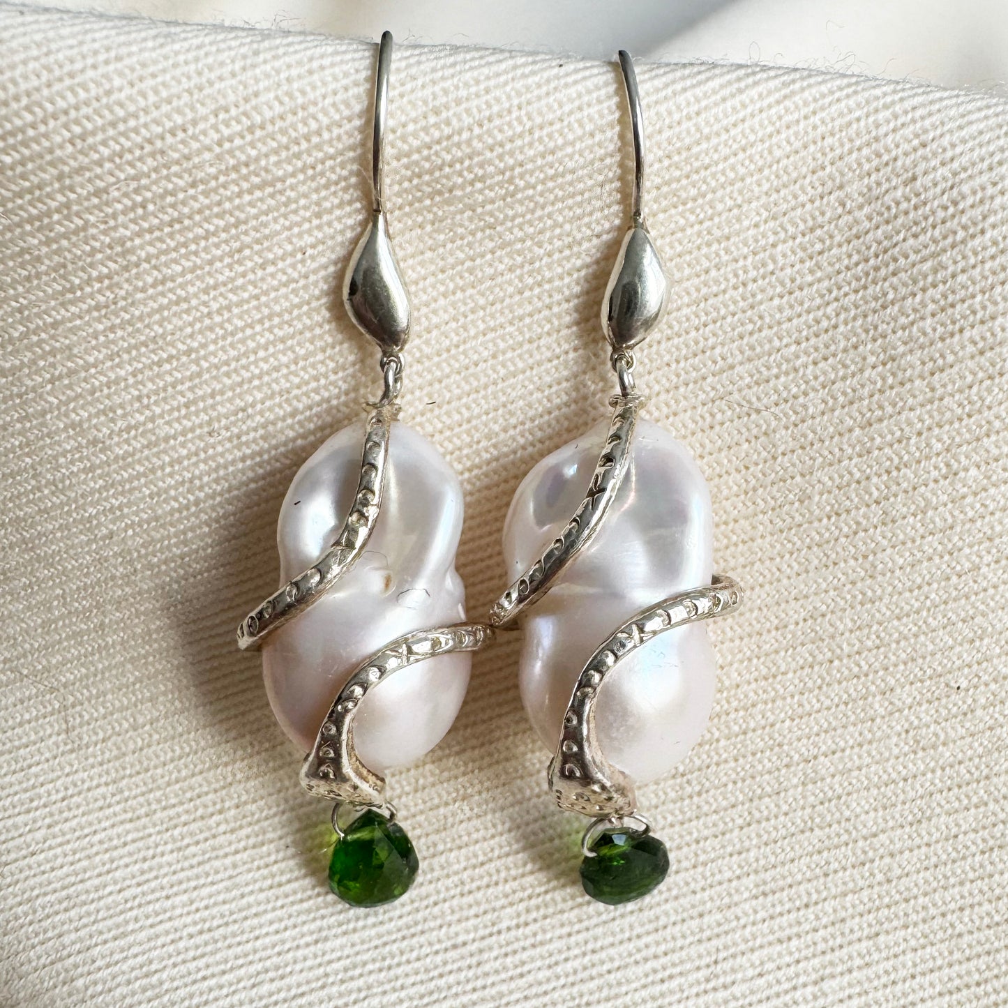 Chan Luu Serpent Drop Earrings White Pearl