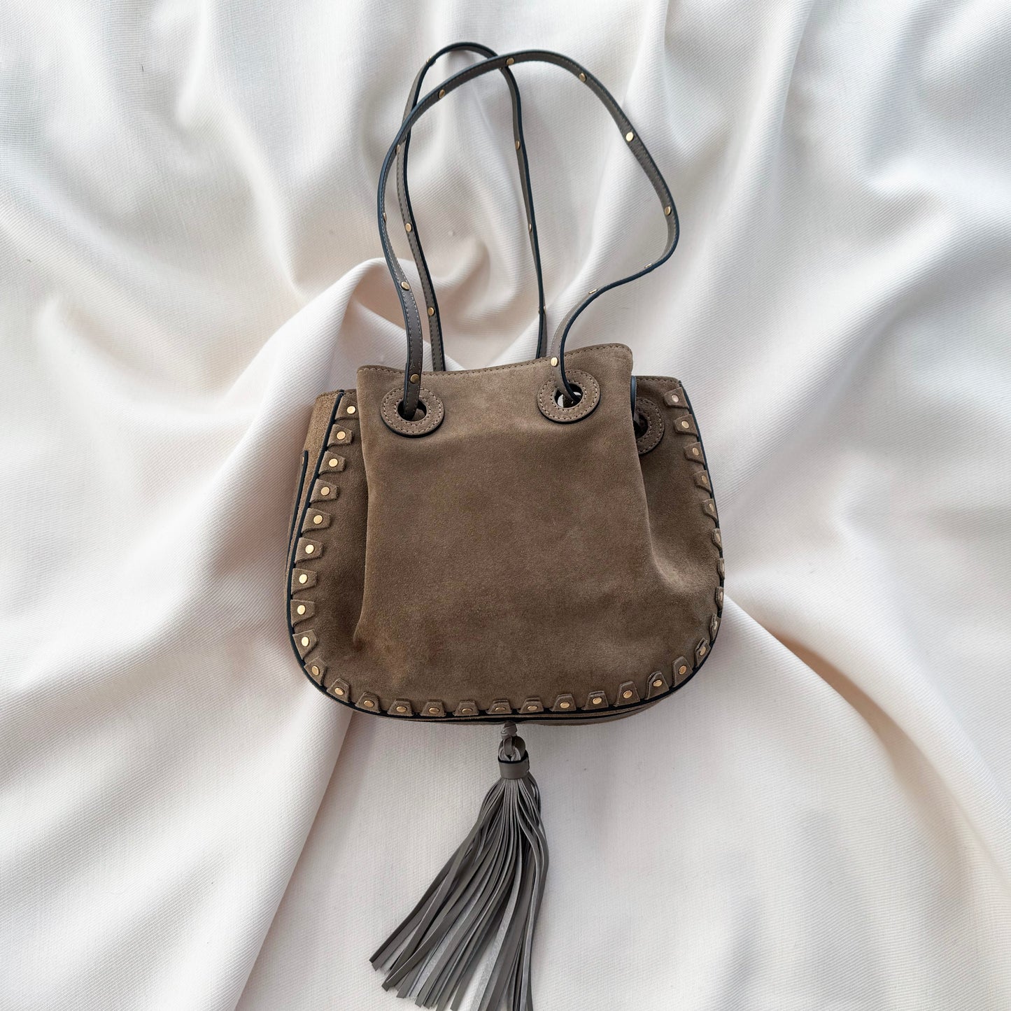 Chloé "Inez" Suede Bucket Bag in "Merino Grey"