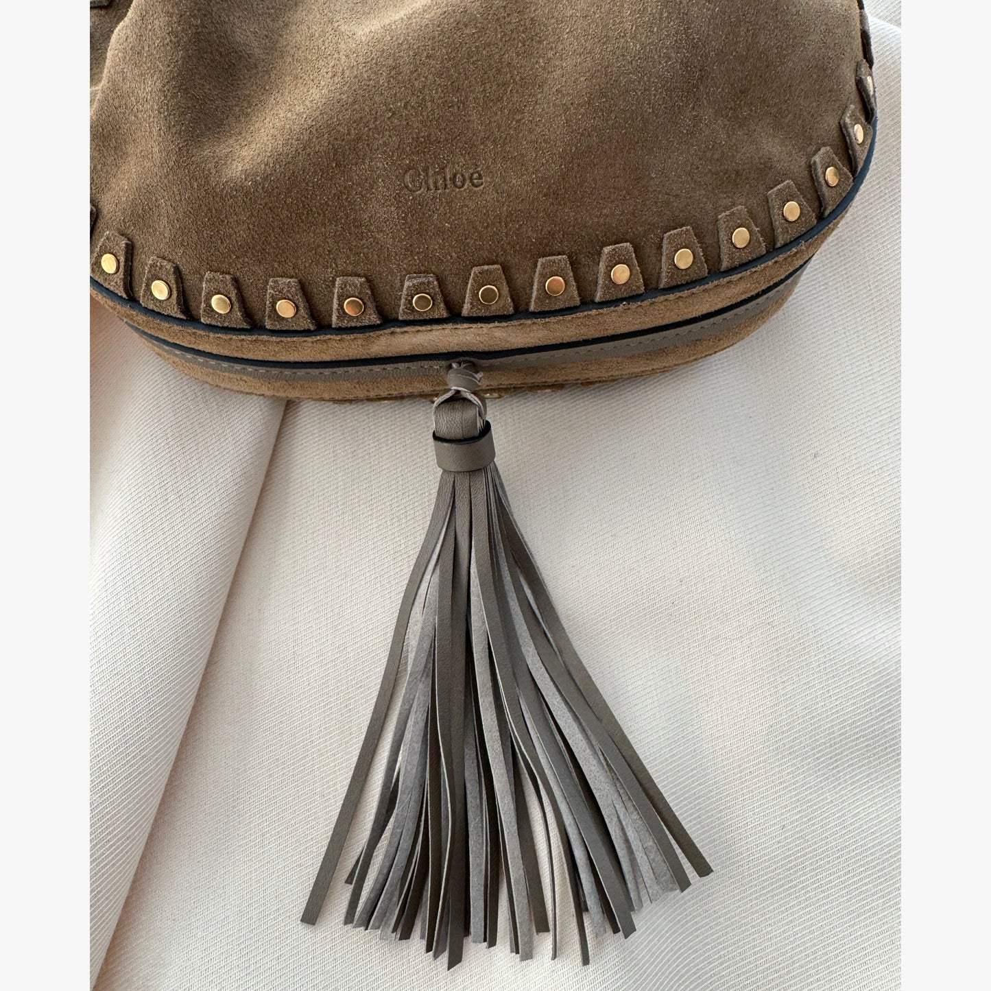 Chloé "Inez" Suede Bucket Bag in "Merino Grey"