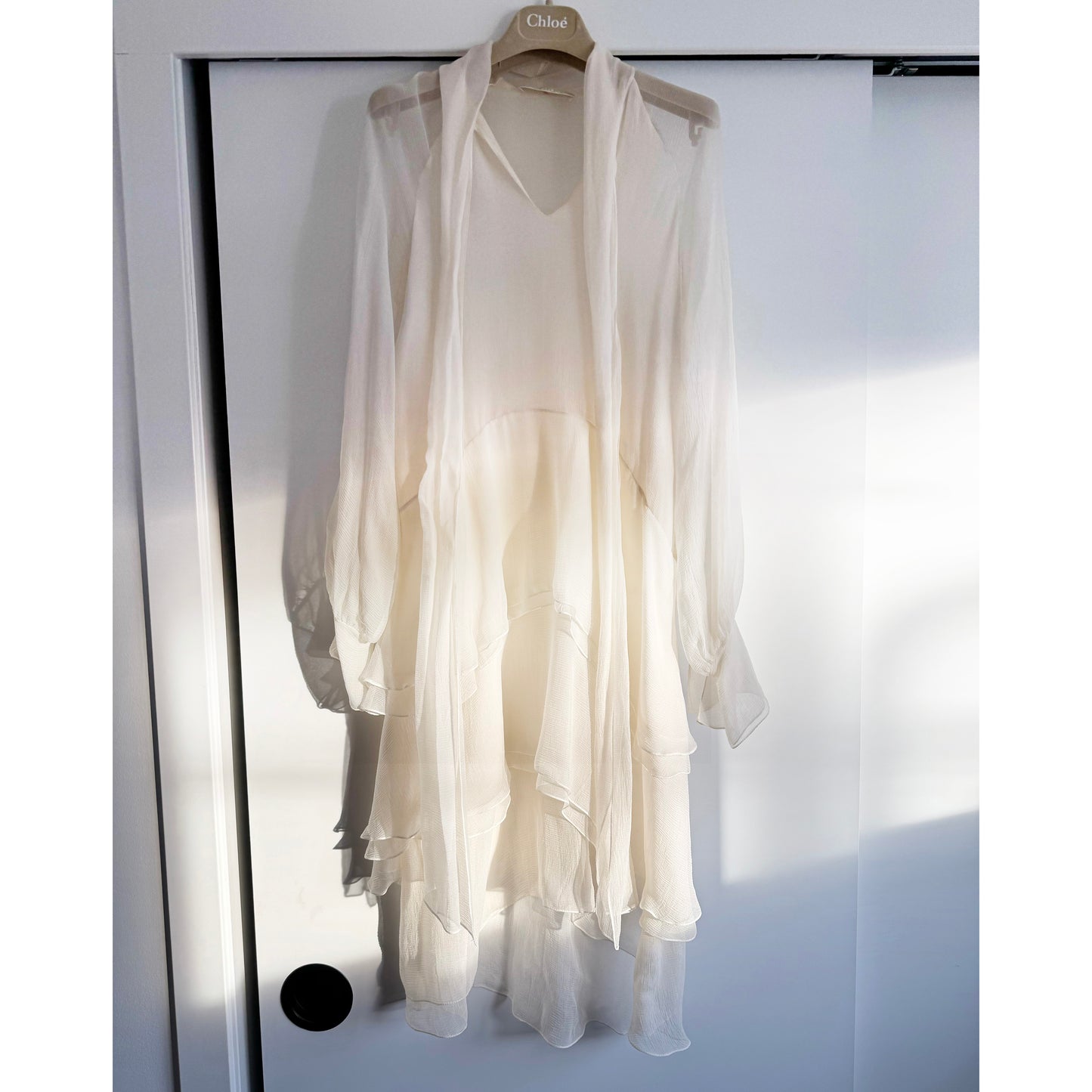 Chloe Ivory Silk Chiffon Dress, size 38 (fits like size small)