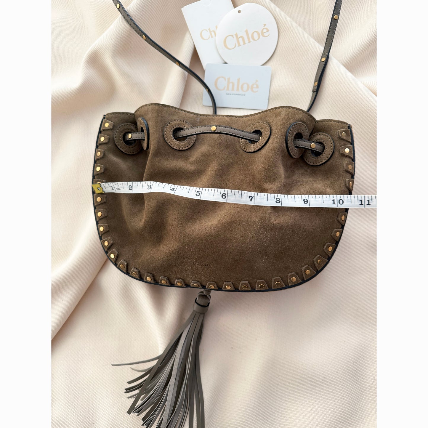 Chloé "Inez" Suede Bucket Bag in "Merino Grey"