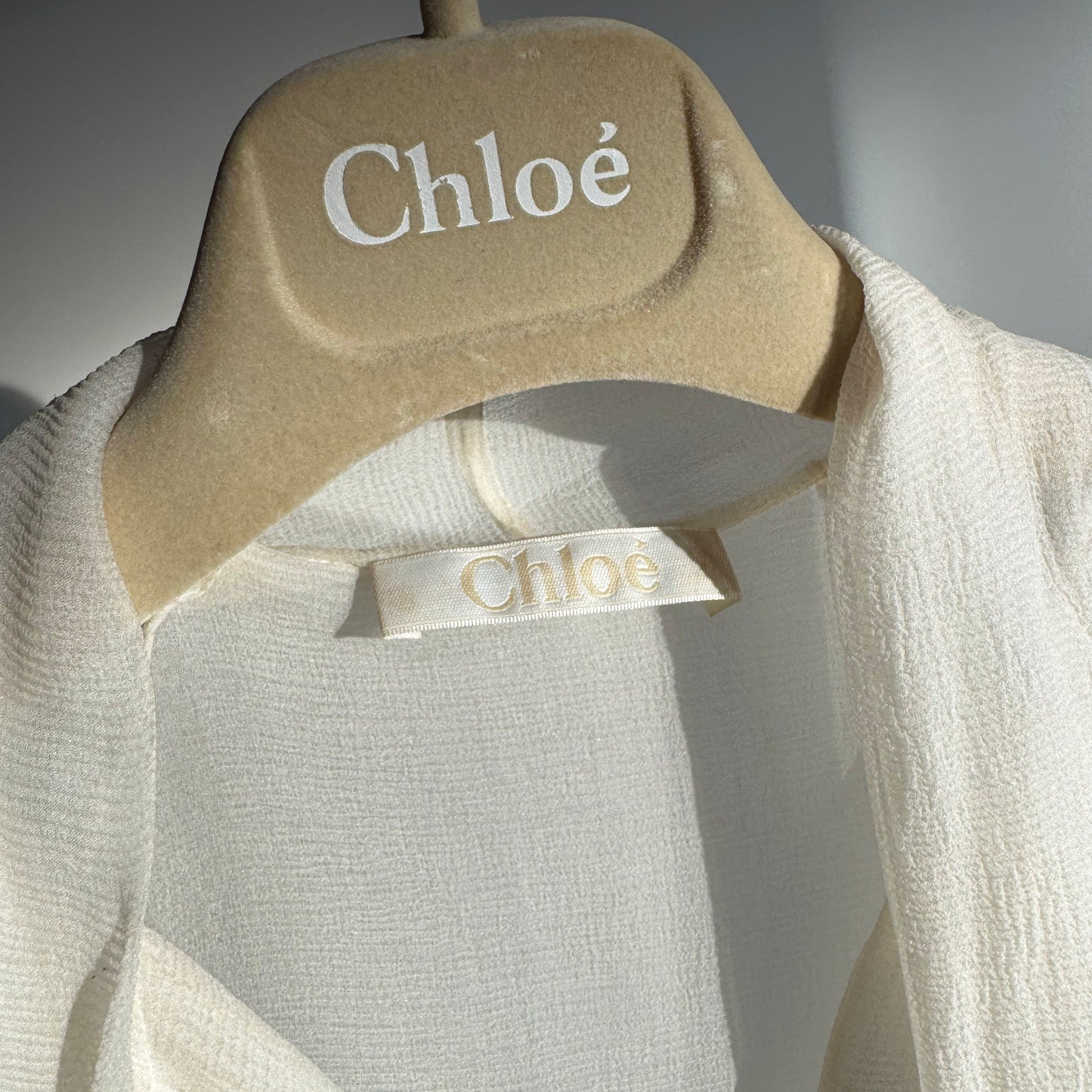 Chloe Ivory Silk Chiffon Dress, size 38 (fits like size small)