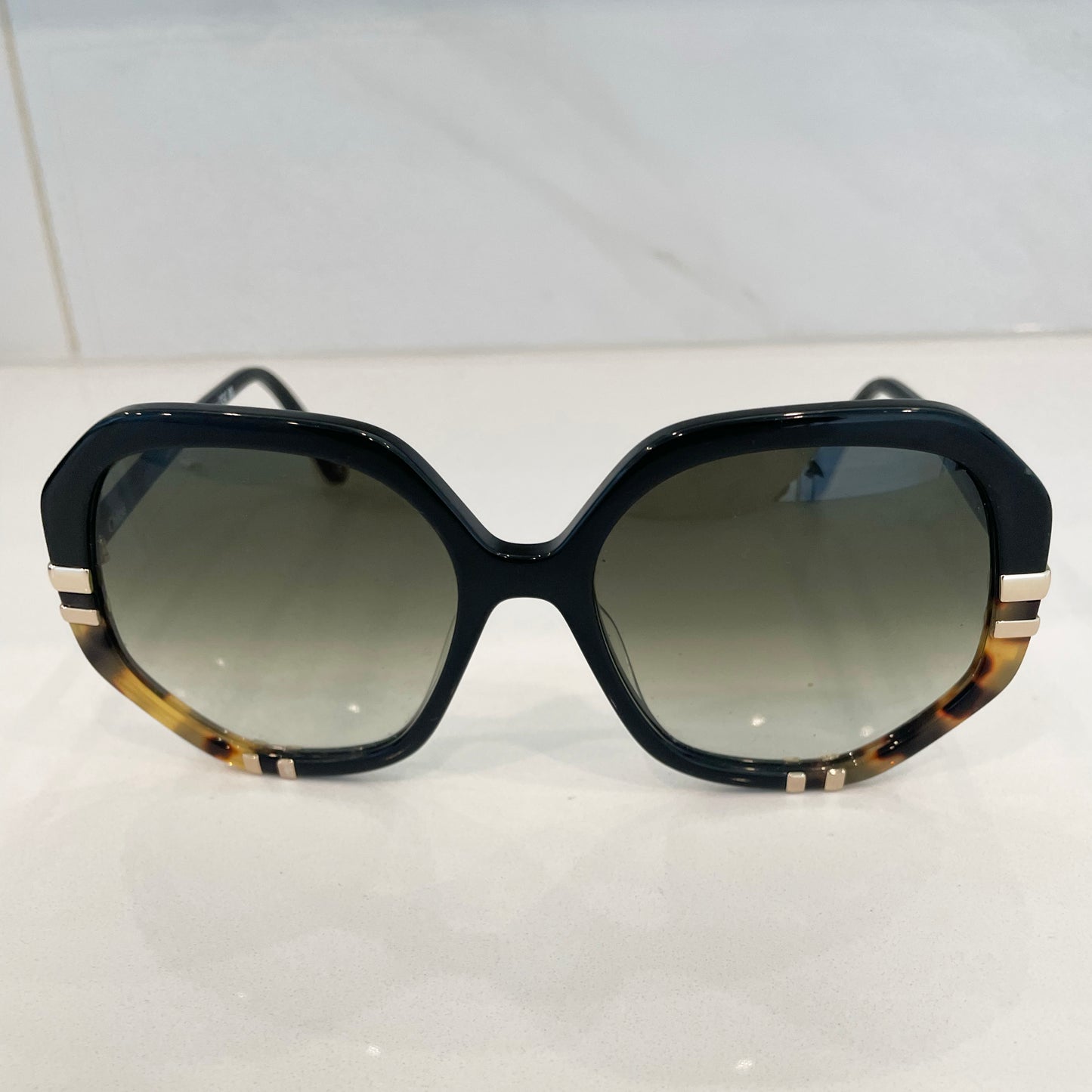 Chloé "West" Sunglasses in Black w Brown Tortoise