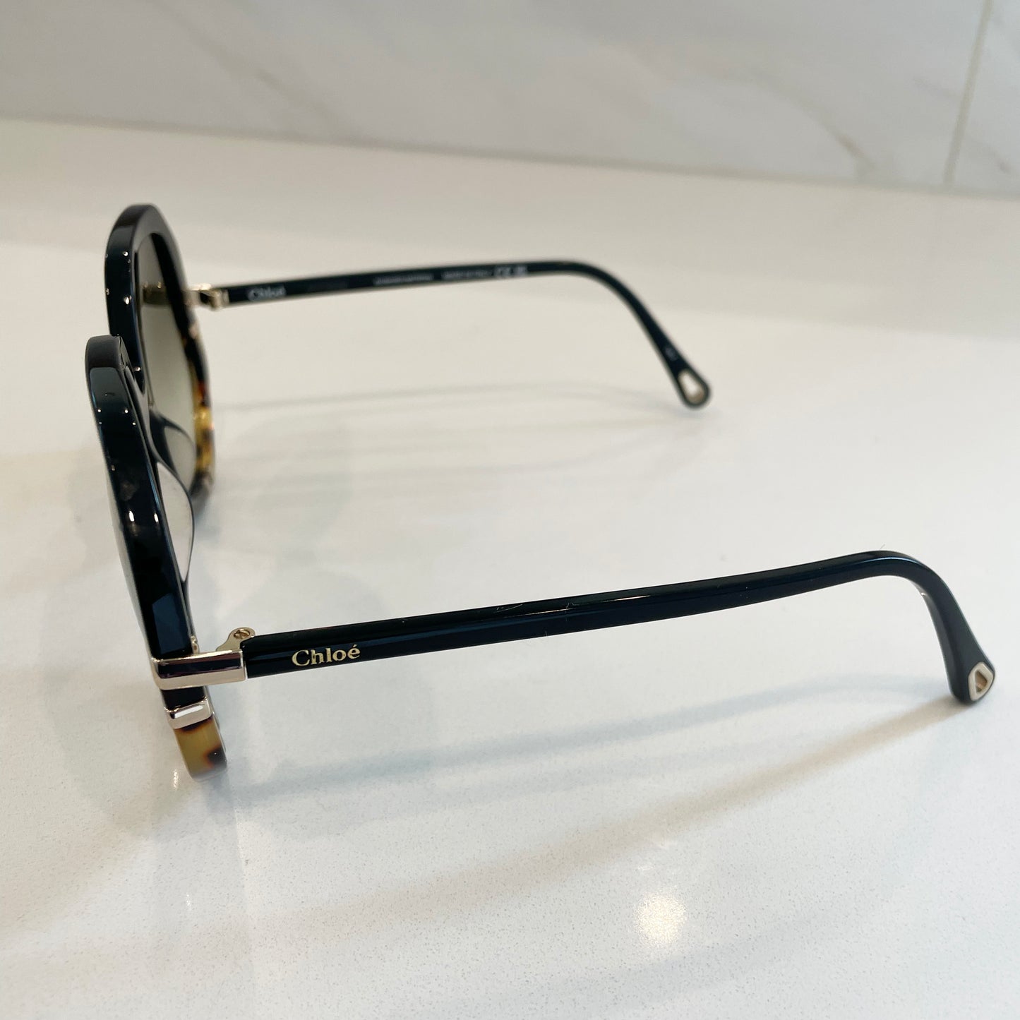 Chloé "West" Sunglasses in Black w Brown Tortoise