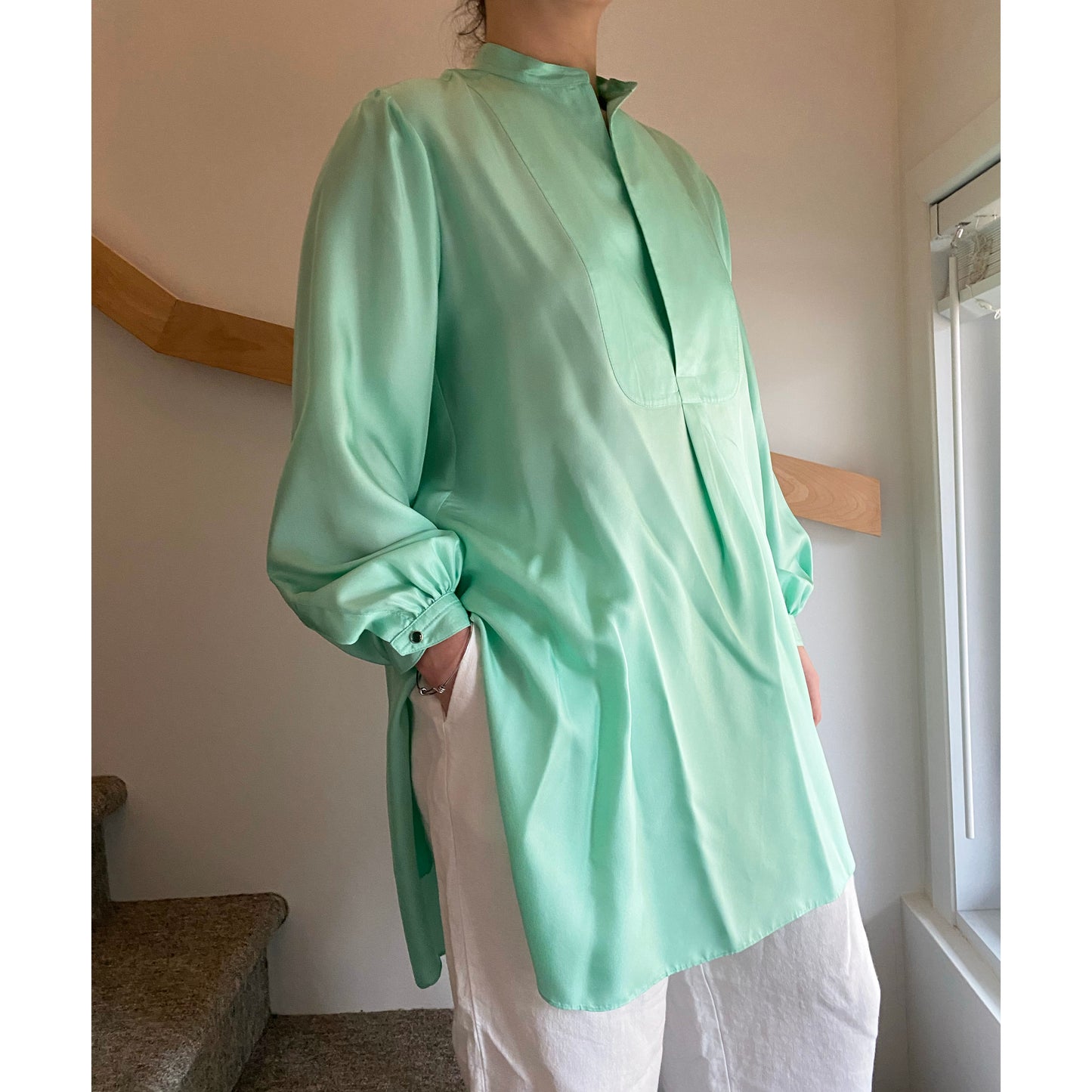 Chris Benz Turquoise Silk Tunic, Size 8