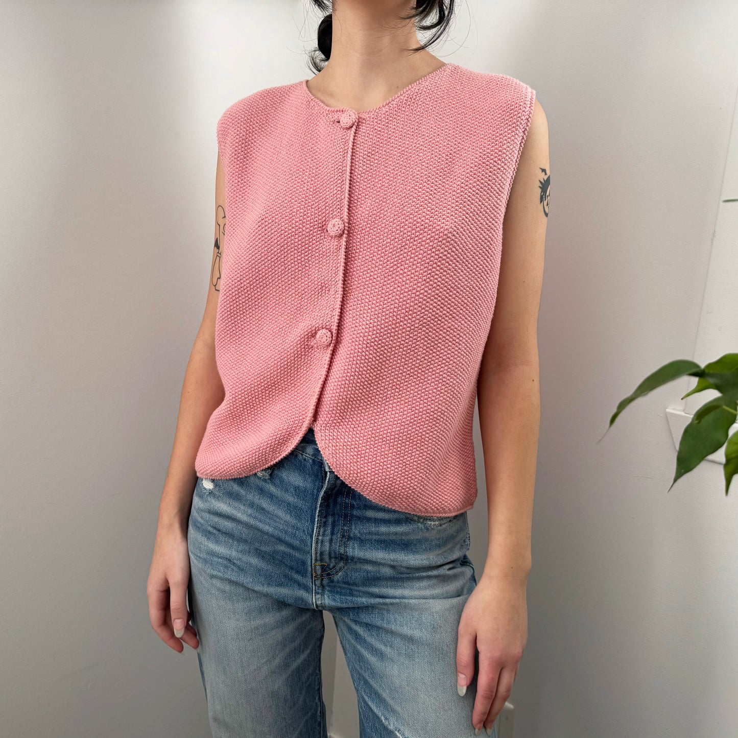 Christine Alacay Cotton Knit Vest, size Small