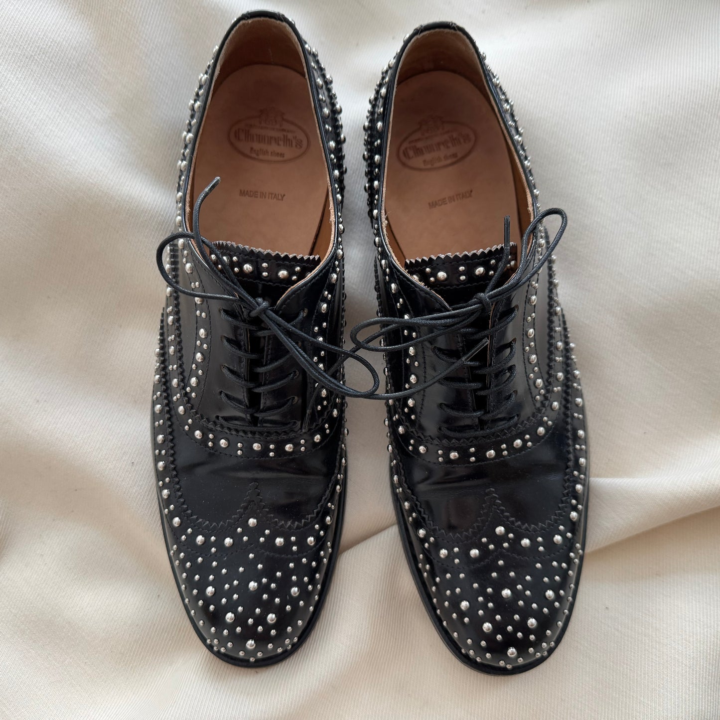 Church’s "Burwood Met" Studded Loafers in Black, size 39