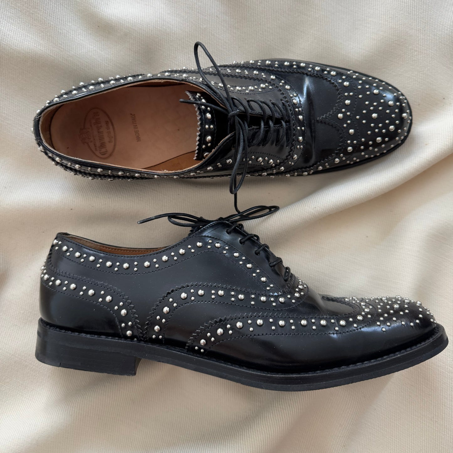 Church’s "Burwood Met" Studded Loafers in Black, size 39