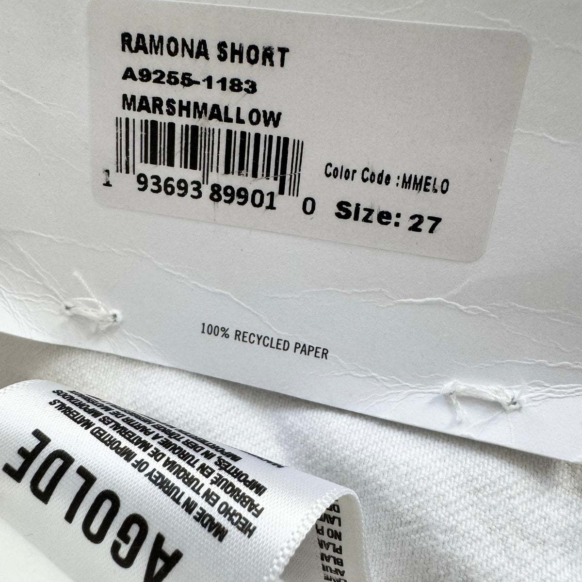 Citizens of Humanity "Ramona" Shorts in "Marshmallow", size 27