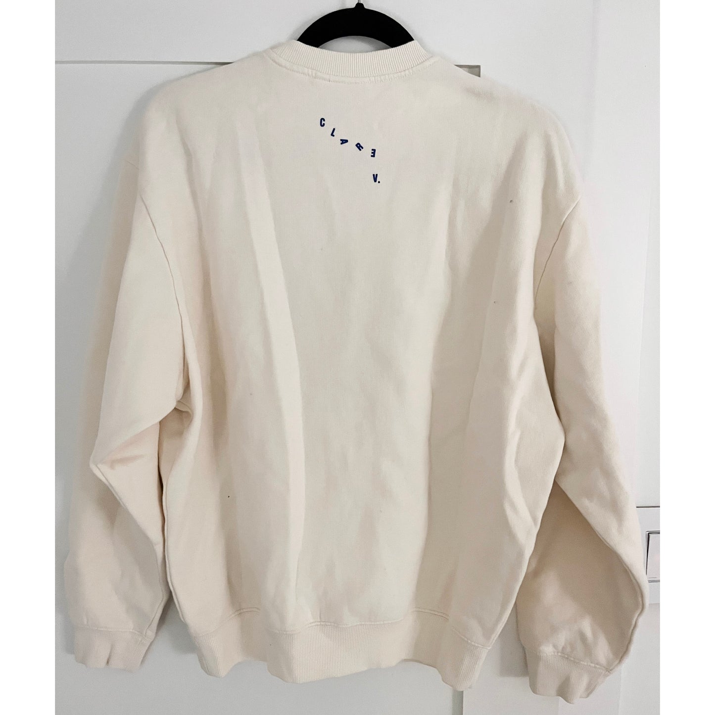 Clare V "Le Vibe" Oversized Sweatshirt in Ivory, size XS