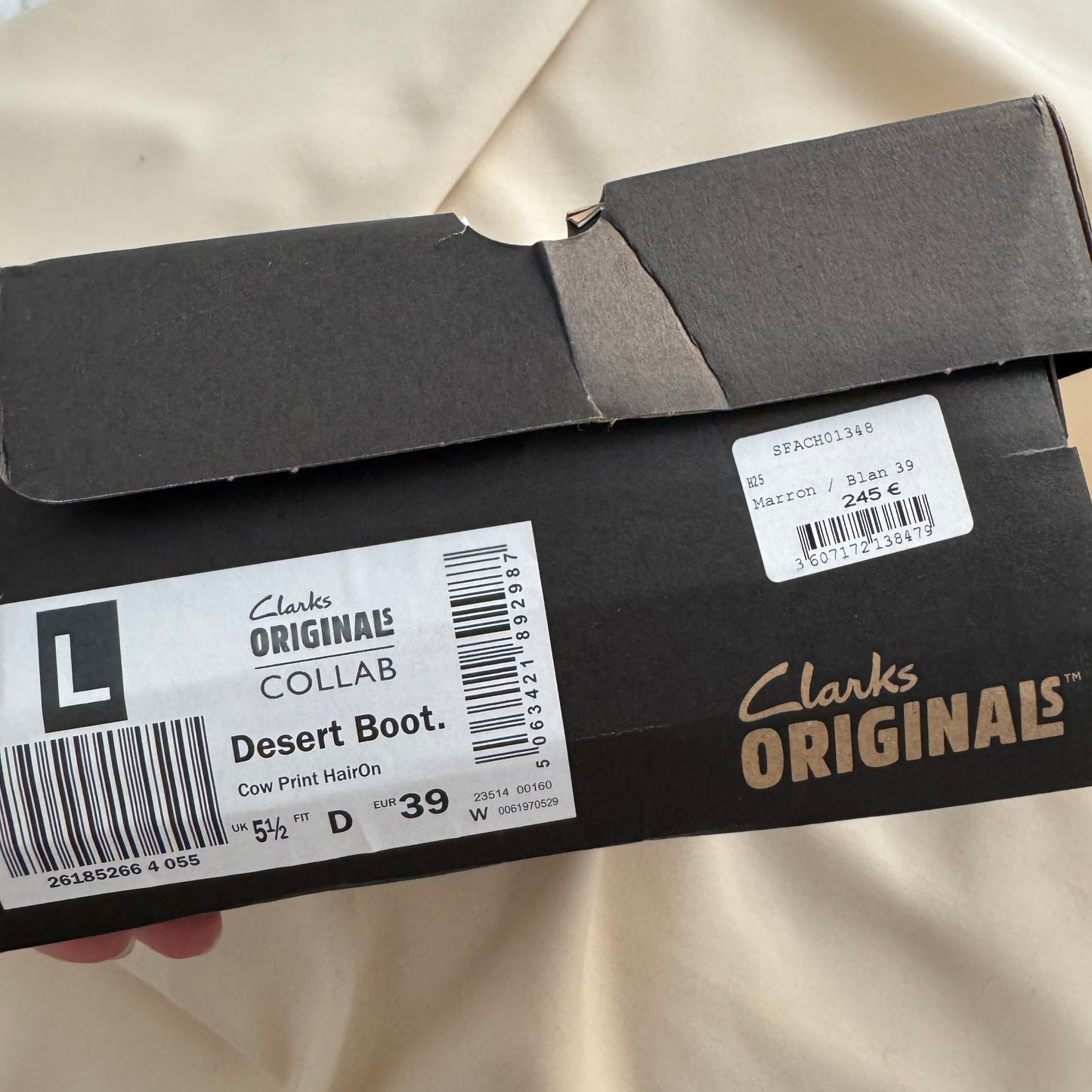 Clarks x Sandro Animal Print Desert Boots, size 39
