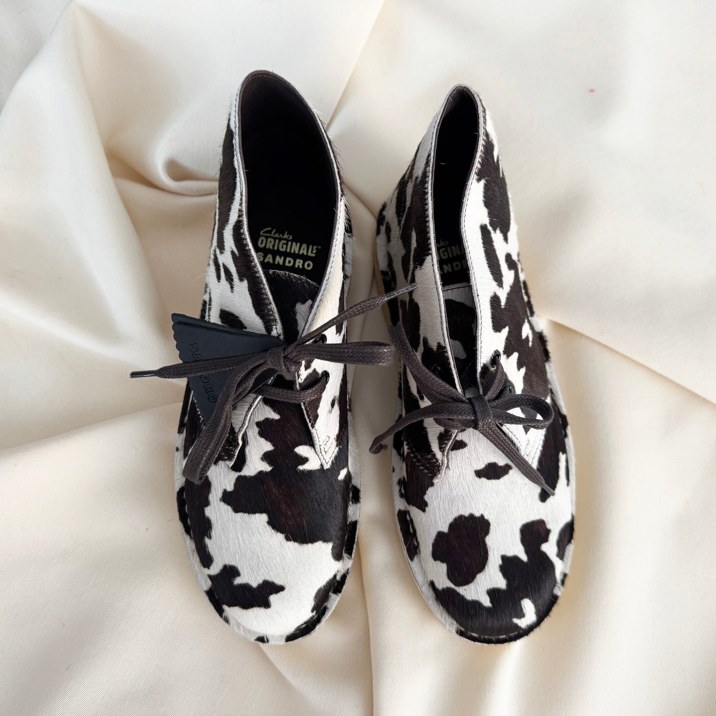 Clarks x Sandro Animal Print Desert Boots, size 39