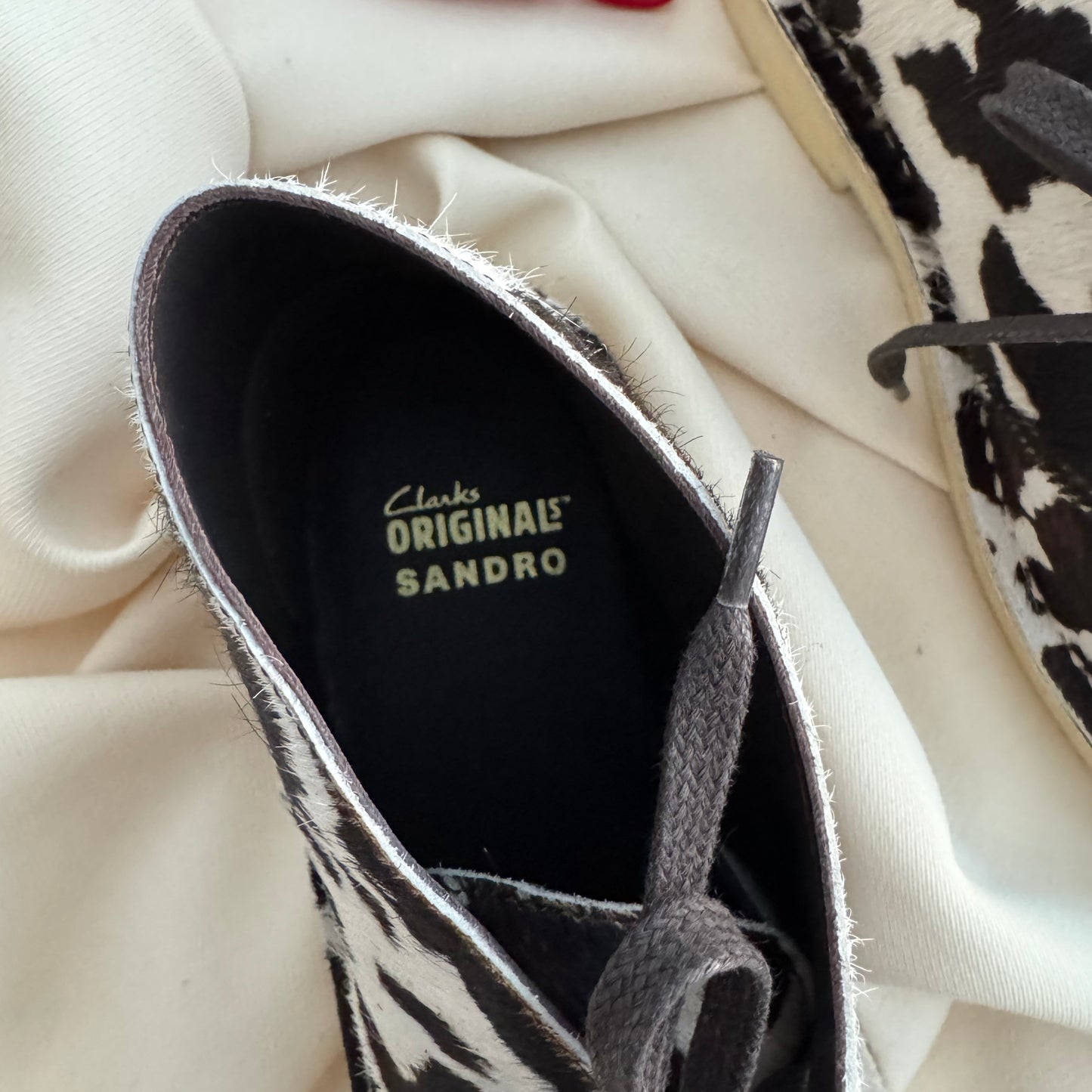 Clarks x Sandro Animal Print Desert Boots, size 39