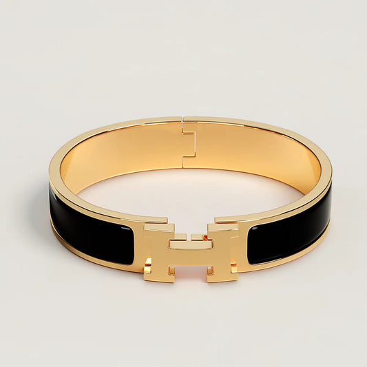 Bracelet Hermes Clic-H en noir, GM