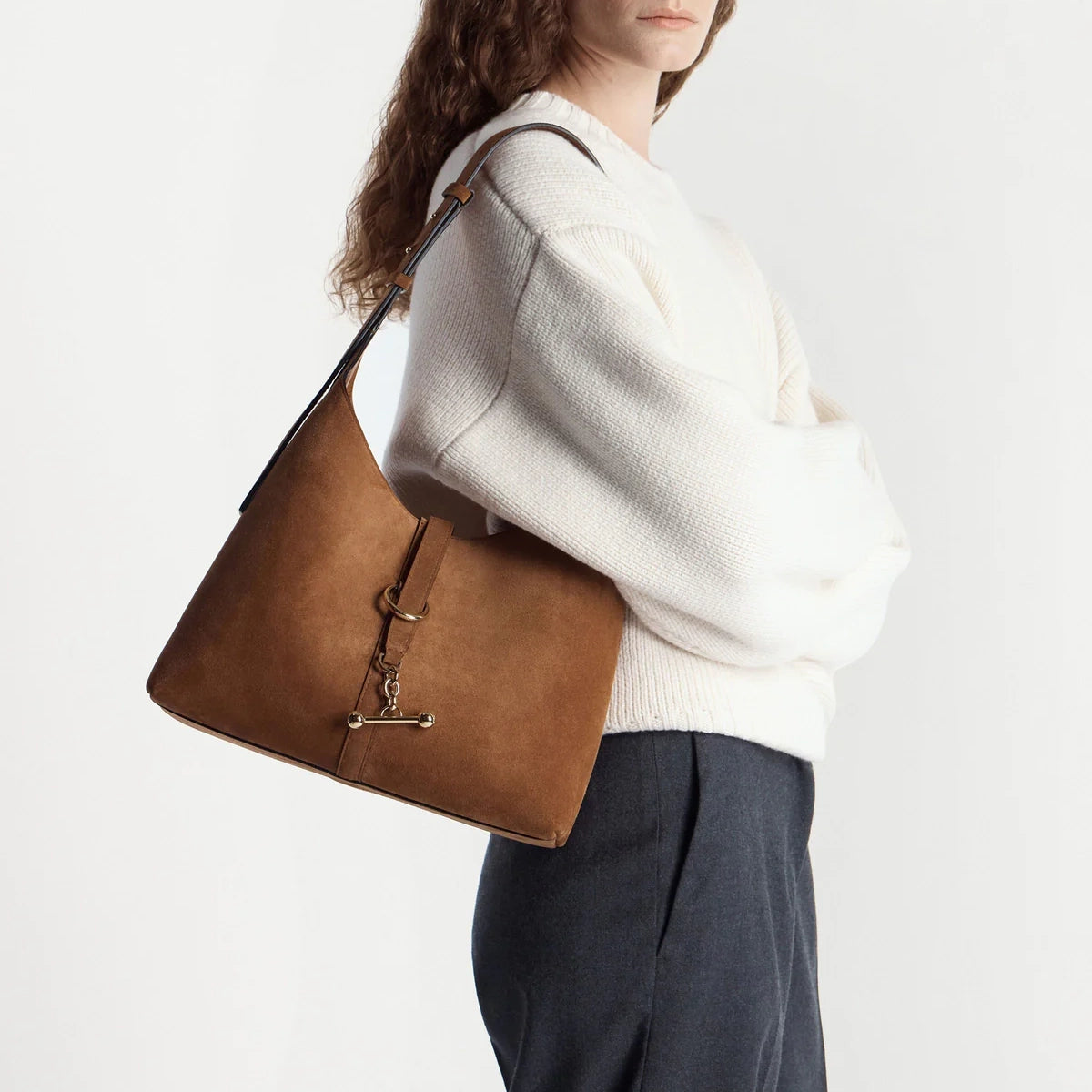 Strathberry "Kite" Hobo in Tan Suede