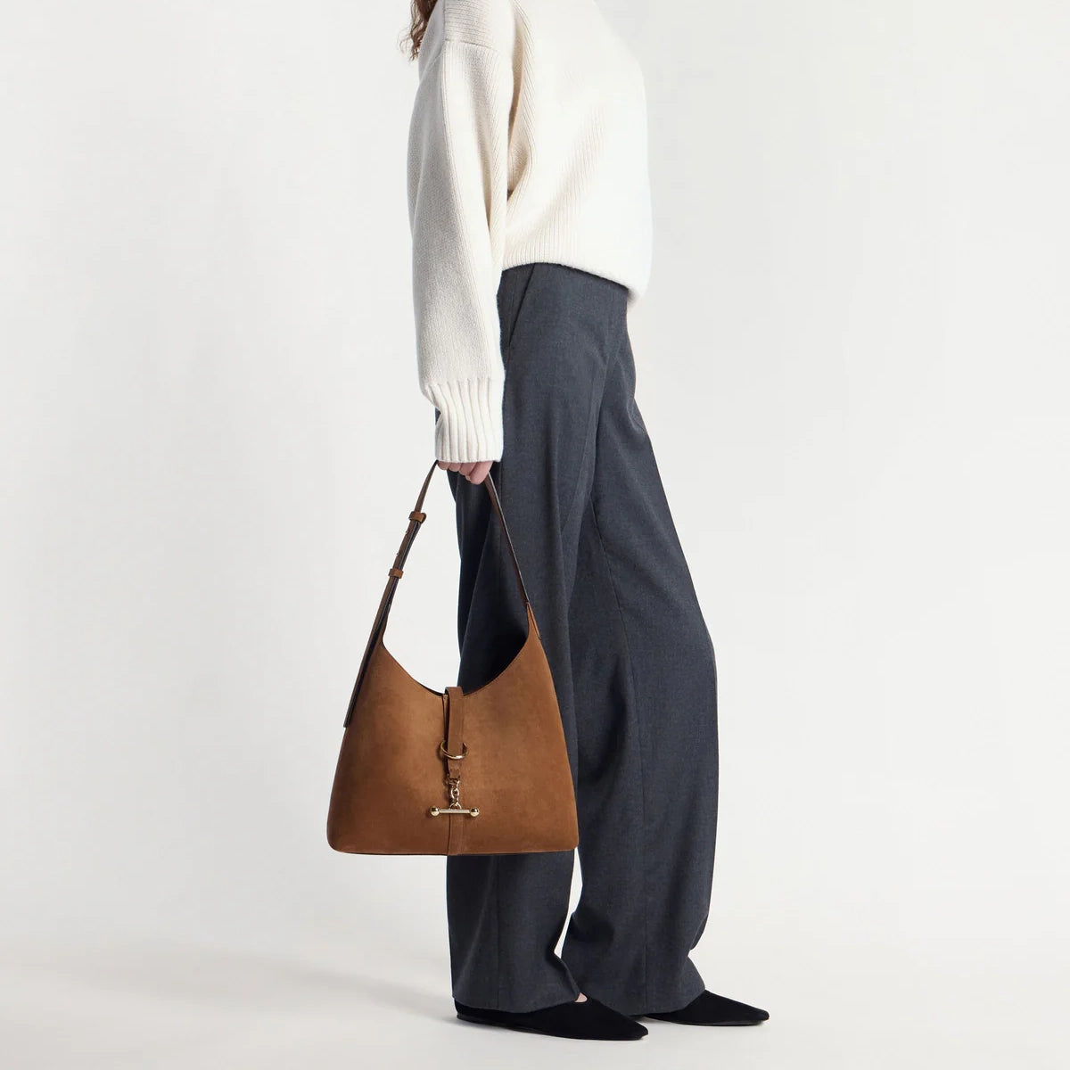 Strathberry "Kite" Hobo in Tan Suede