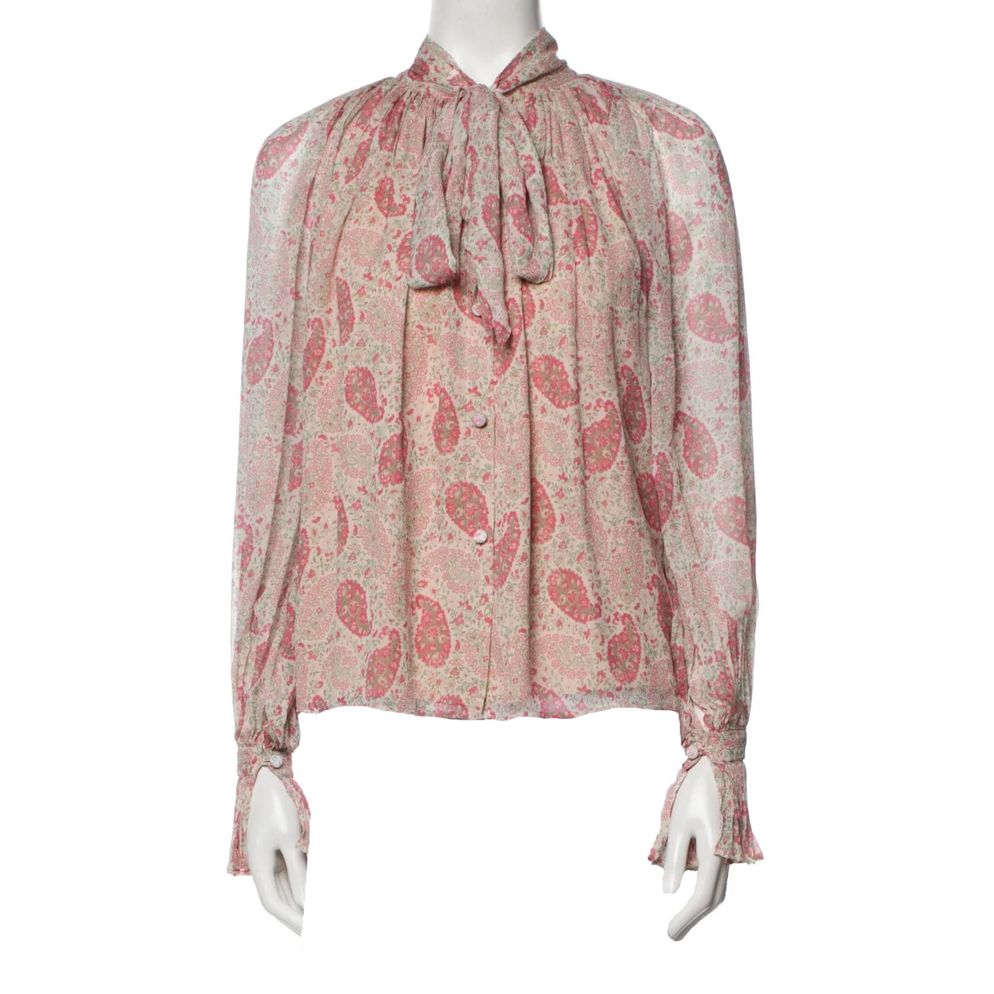 Co Pink Paisley Silk Blouse, size Small