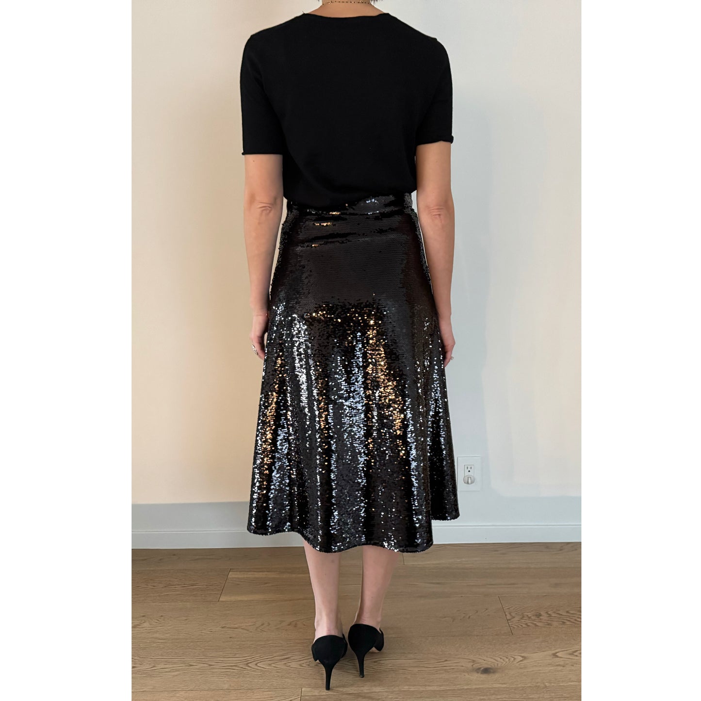 CO Sequin A-Line Skirt in Black, size Medium (Fits like US size 4/6)