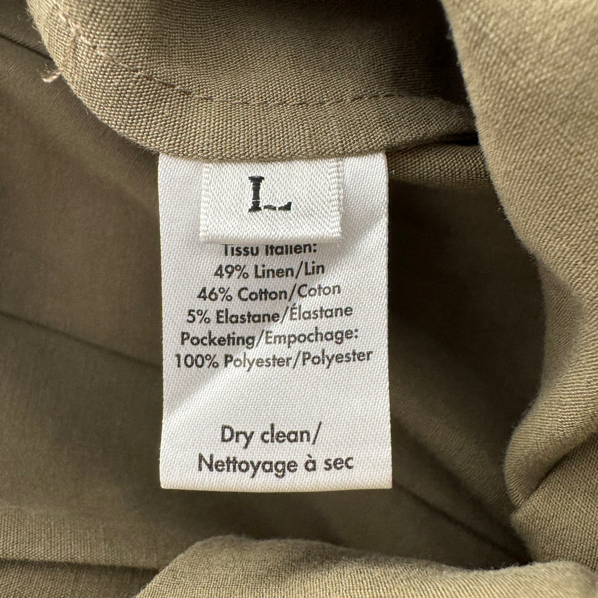 CO Cotton/Linen Wide Leg Culottes in Khaki Green, Size Large (fits Medium)