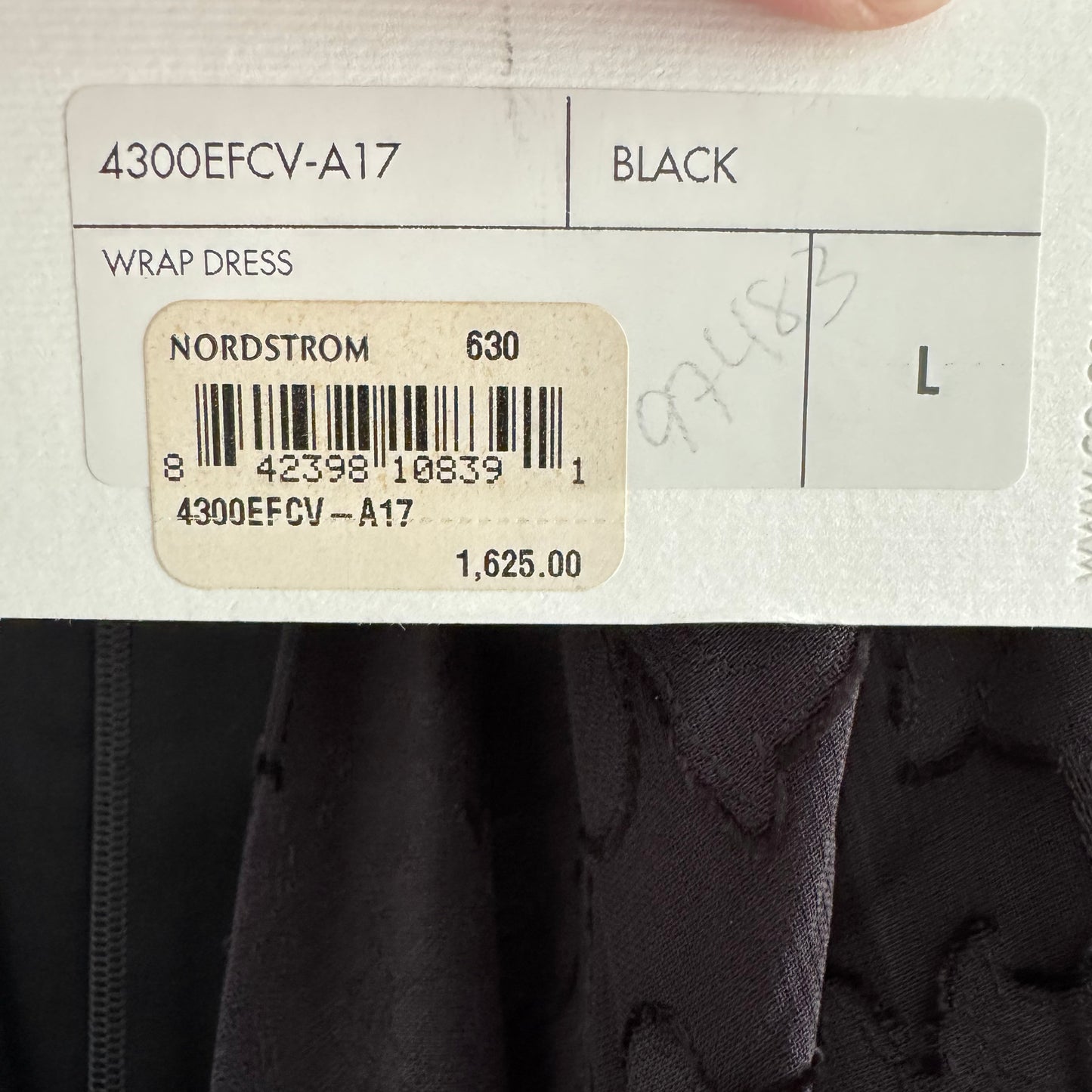 Co Jacquard Long Sleeve Dress with Sheer Sleeves in Black, size Large