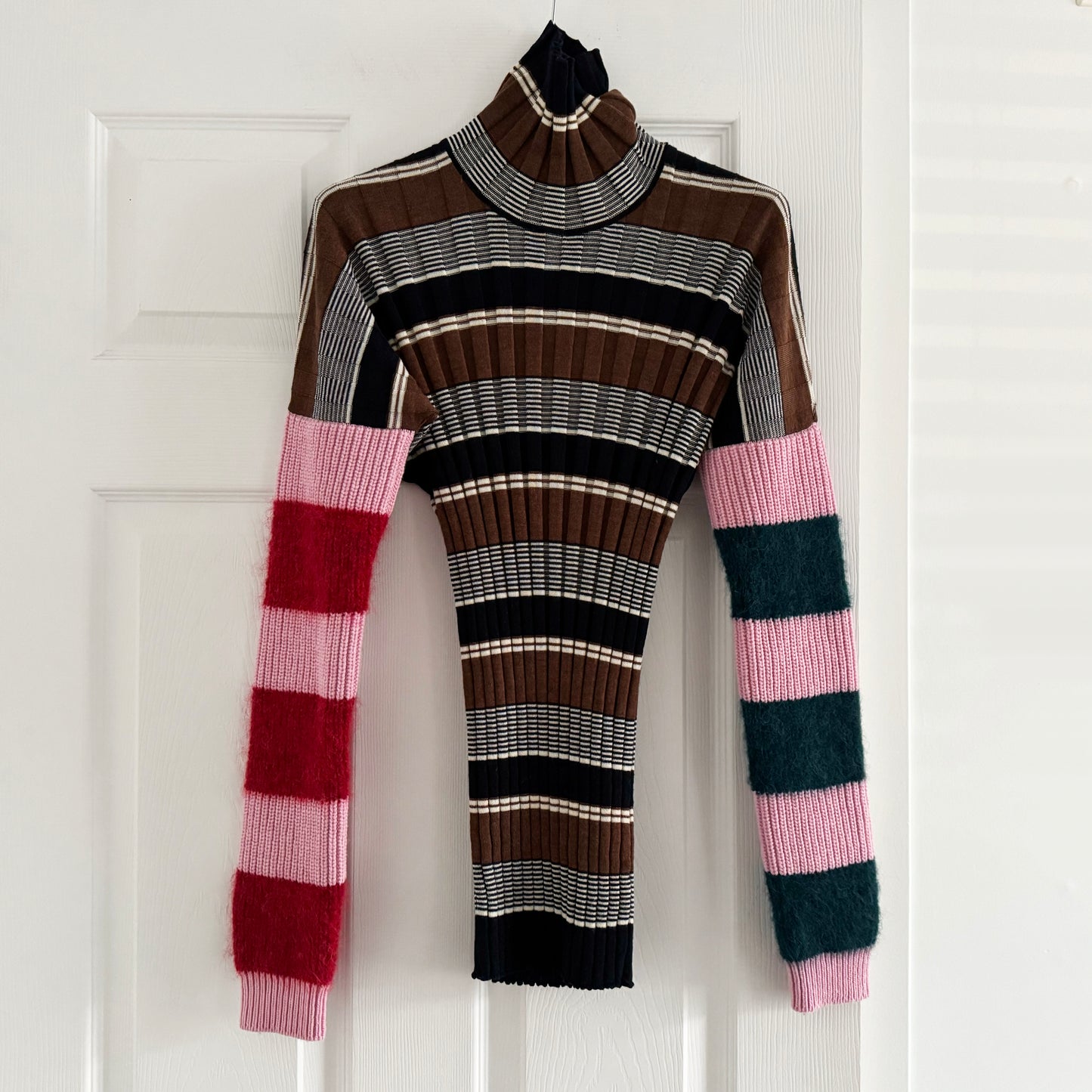 Colville Striped Turtleneck Sweater, Size Medium