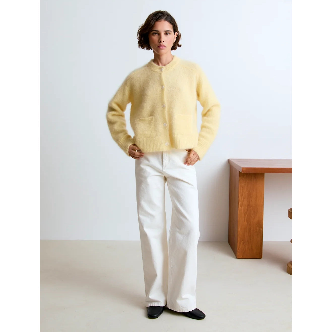 Surprise Paris "Paloma" Cardigan in Light Yellow, Size Medium