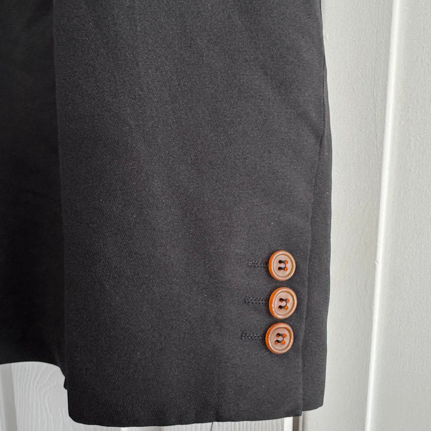 Comme des Garcons Crinkled 3 Button Flared Blazer in Black, size Small