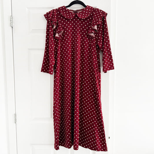 Comme des Garcons Girl Polka Dot Dress in Dark Red (Burgundy), Size Small