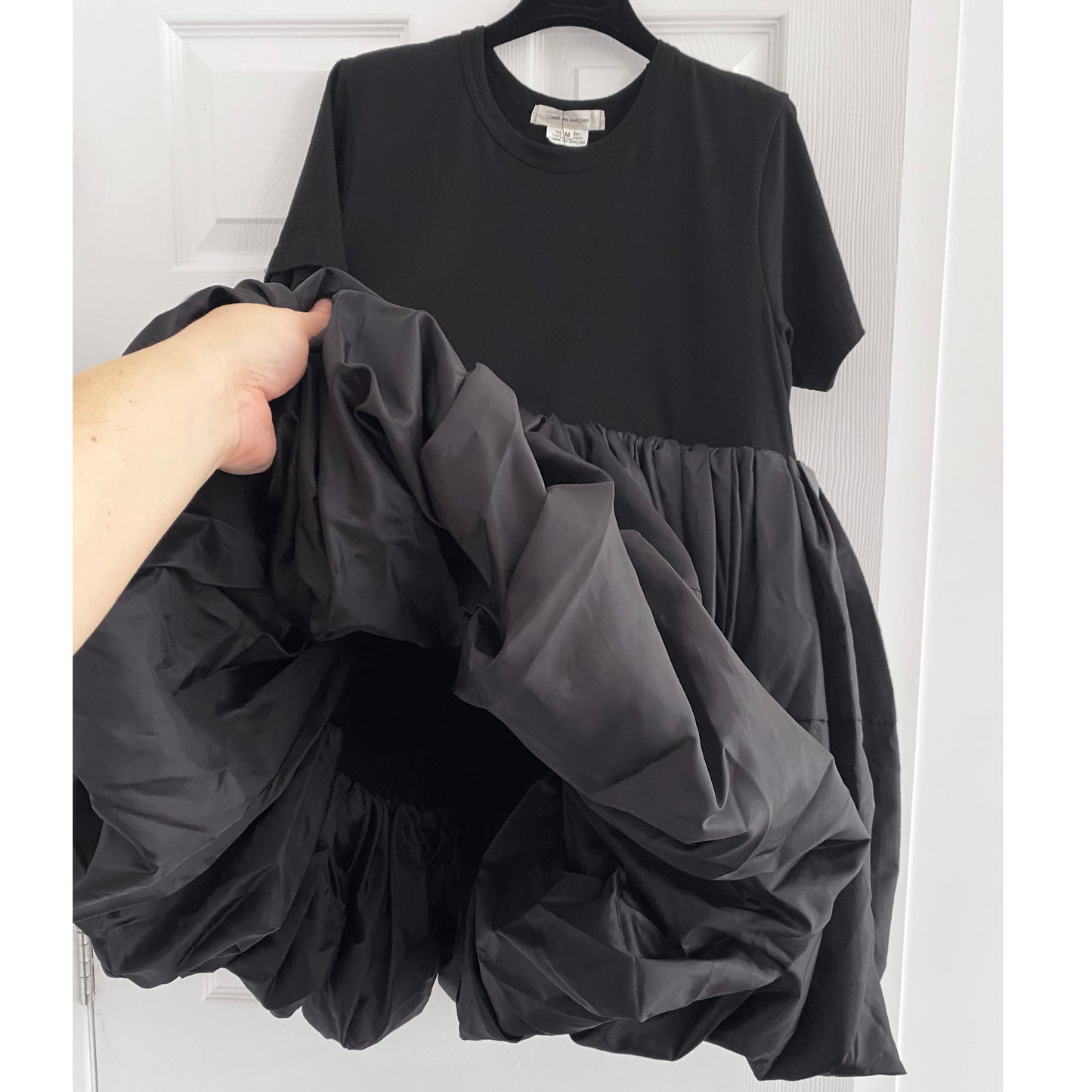 Comme Des Garcons Puff Hem Tunic in black, Size Medium