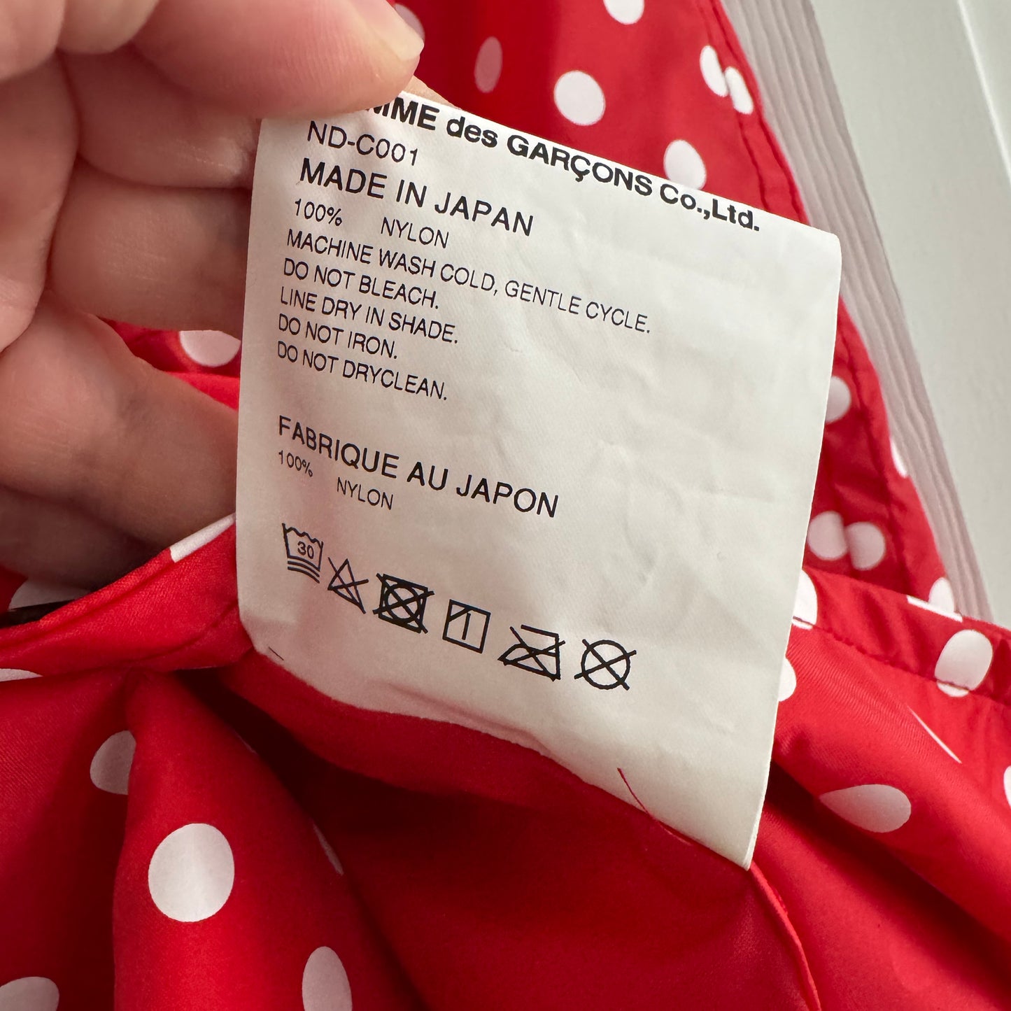 Comme Des Garcons Girl Red Polka Dot Rain Jacket, taille Moyenne