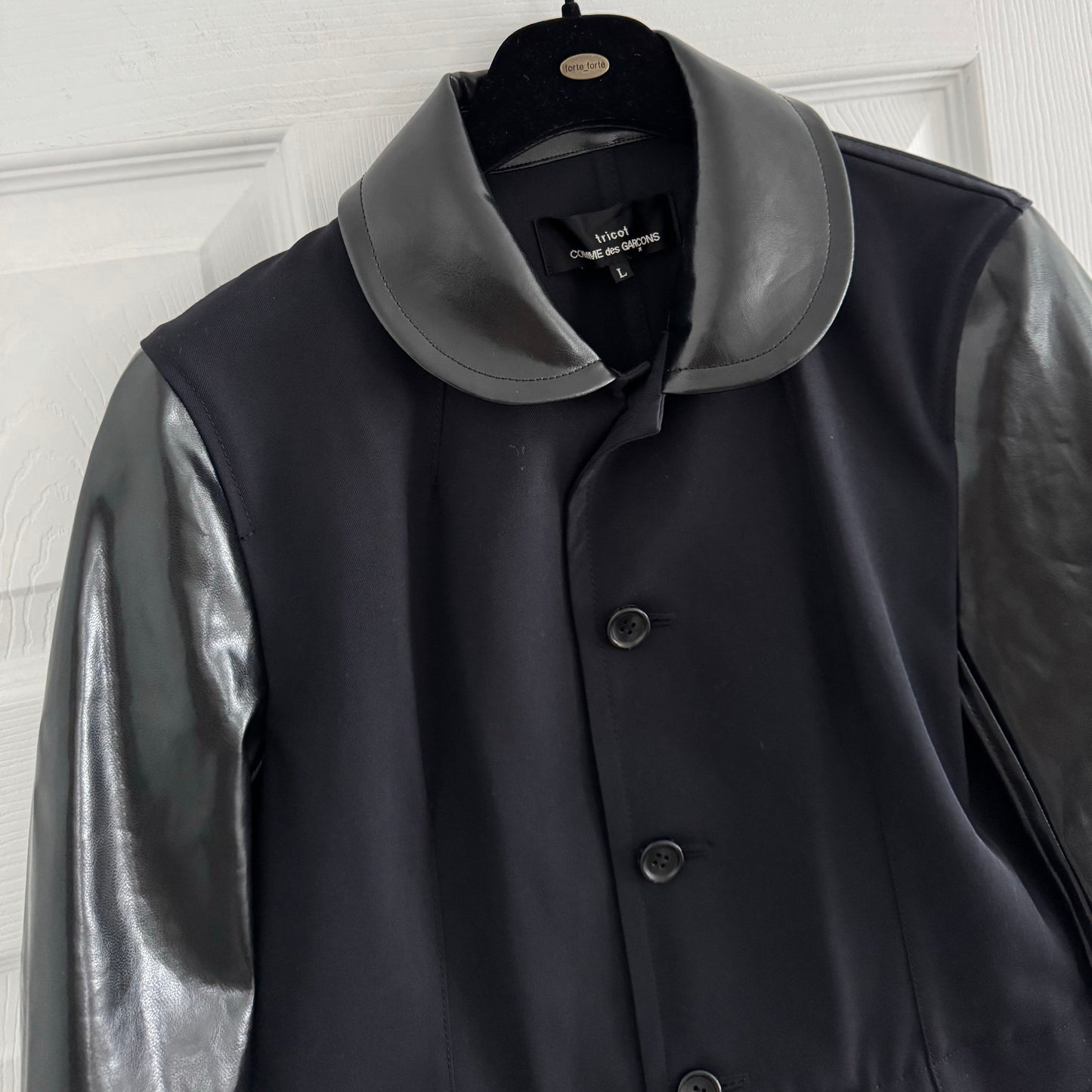 Tricot Comme des Garcons Varsity Jacket in Navy/Black, size Large (fits S/M)