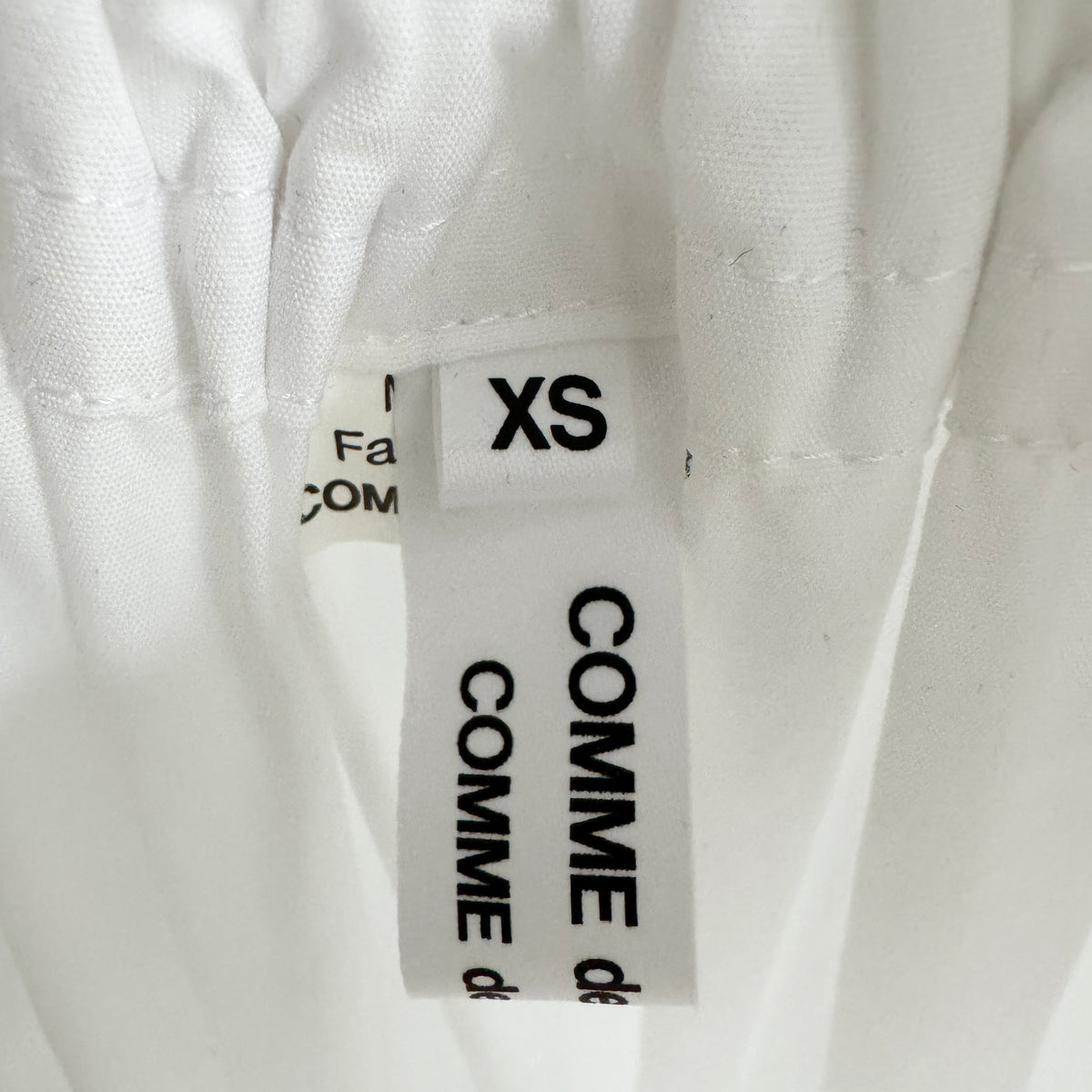 Comme des Garcons Gathered Poplin Dress in White, size XS