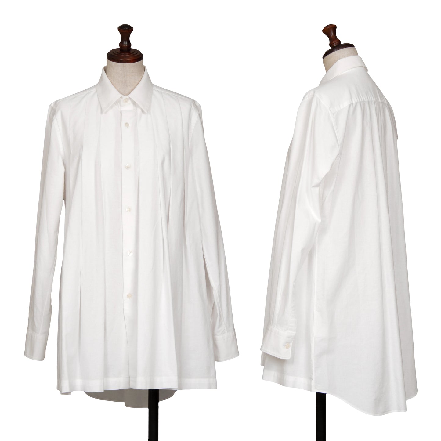 Comme Des Garcons Pleated Button Up Shirt in White, size Small