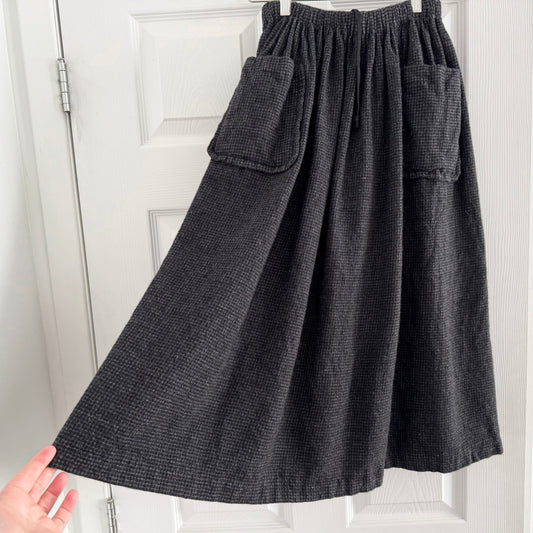 Tricot Comme Des Garcons Grey Wool Checked Skirt, OS (fits S-M)