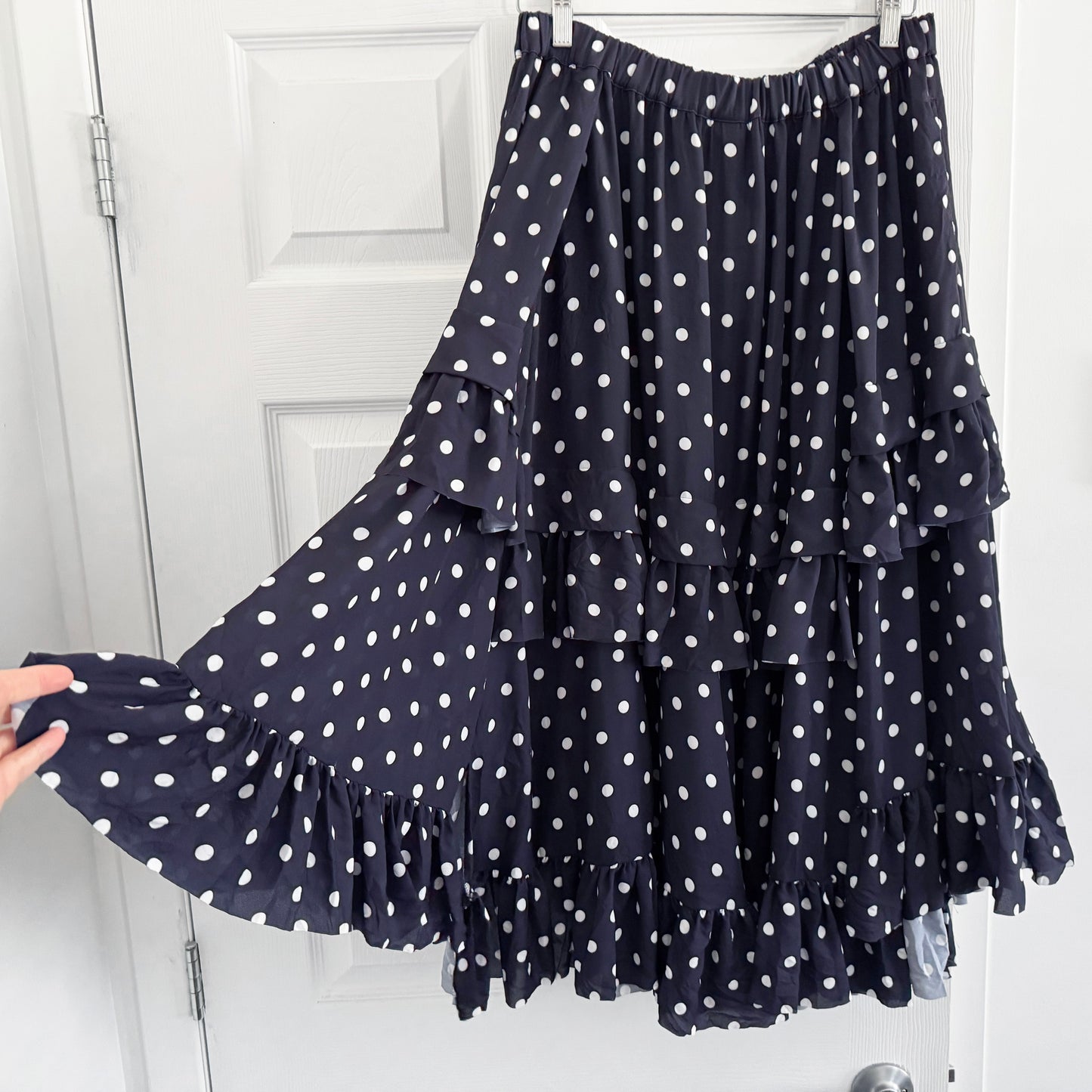 Comme des Garcons Navy Polka Dot Skirt, size Large
