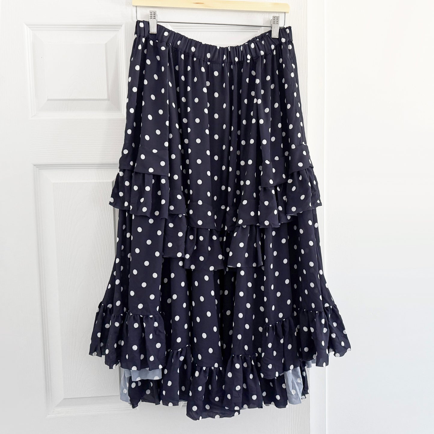 Comme des Garcons Navy Polka Dot Skirt, size Large