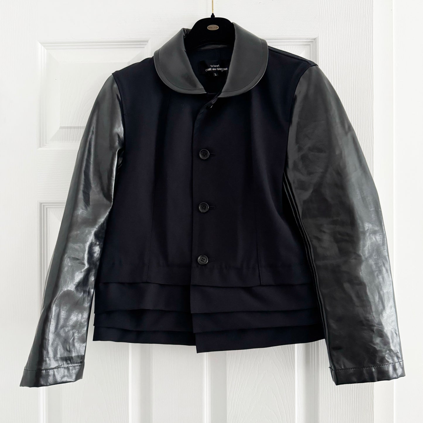 Tricot Comme des Garcons Varsity Jacket in Navy/Black, size Large (fits S/M)