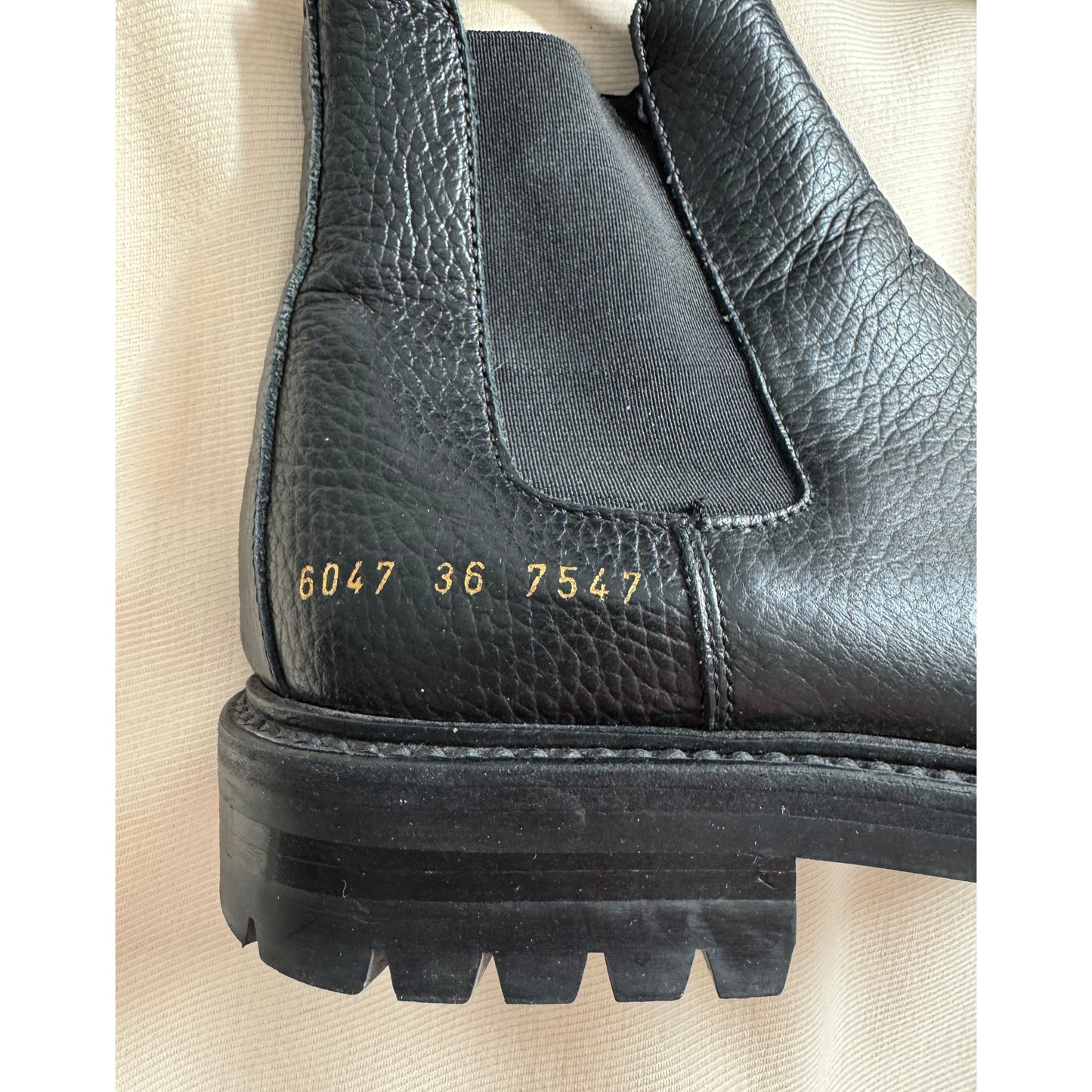 Common Projects Pebbled Leather Chelsea Boots, size 36