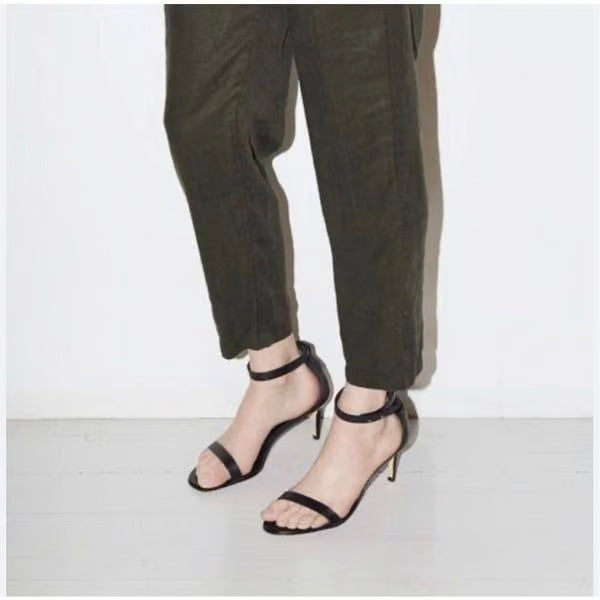 Common Projects Minimalist Black Sandals with Ankle Strap, size 40