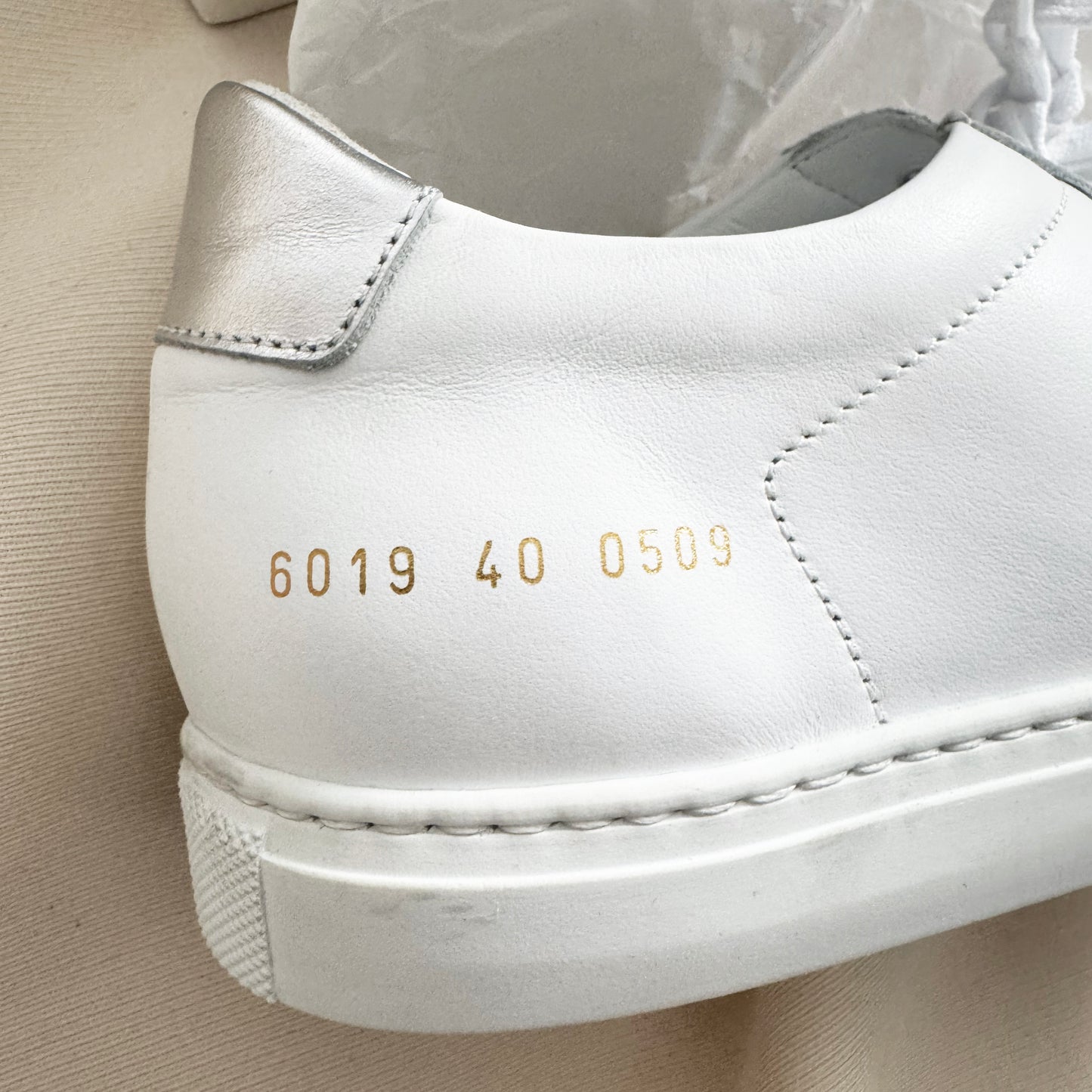 Common Projects Retro Low Sneaker in White, size 40 (fits 10.5)