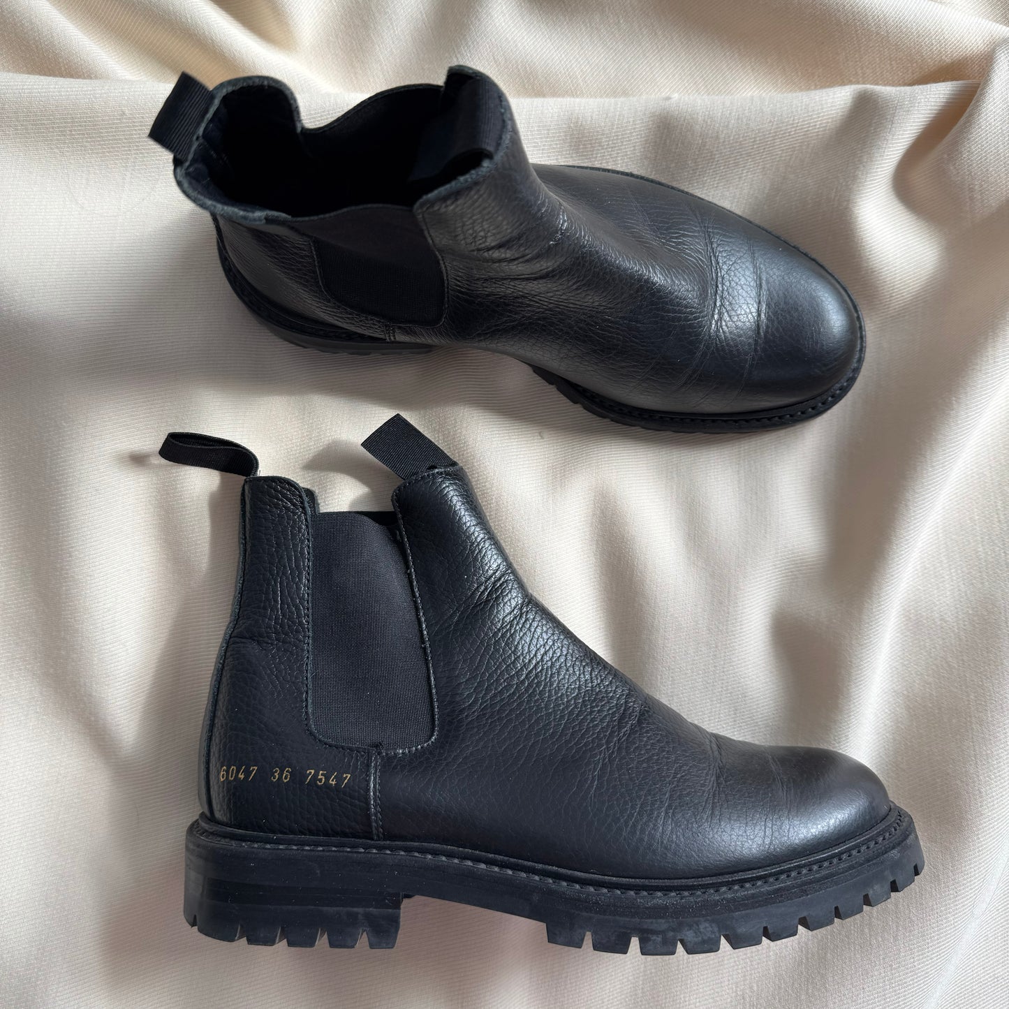 Common Projects Pebbled Leather Chelsea Boots, size 36